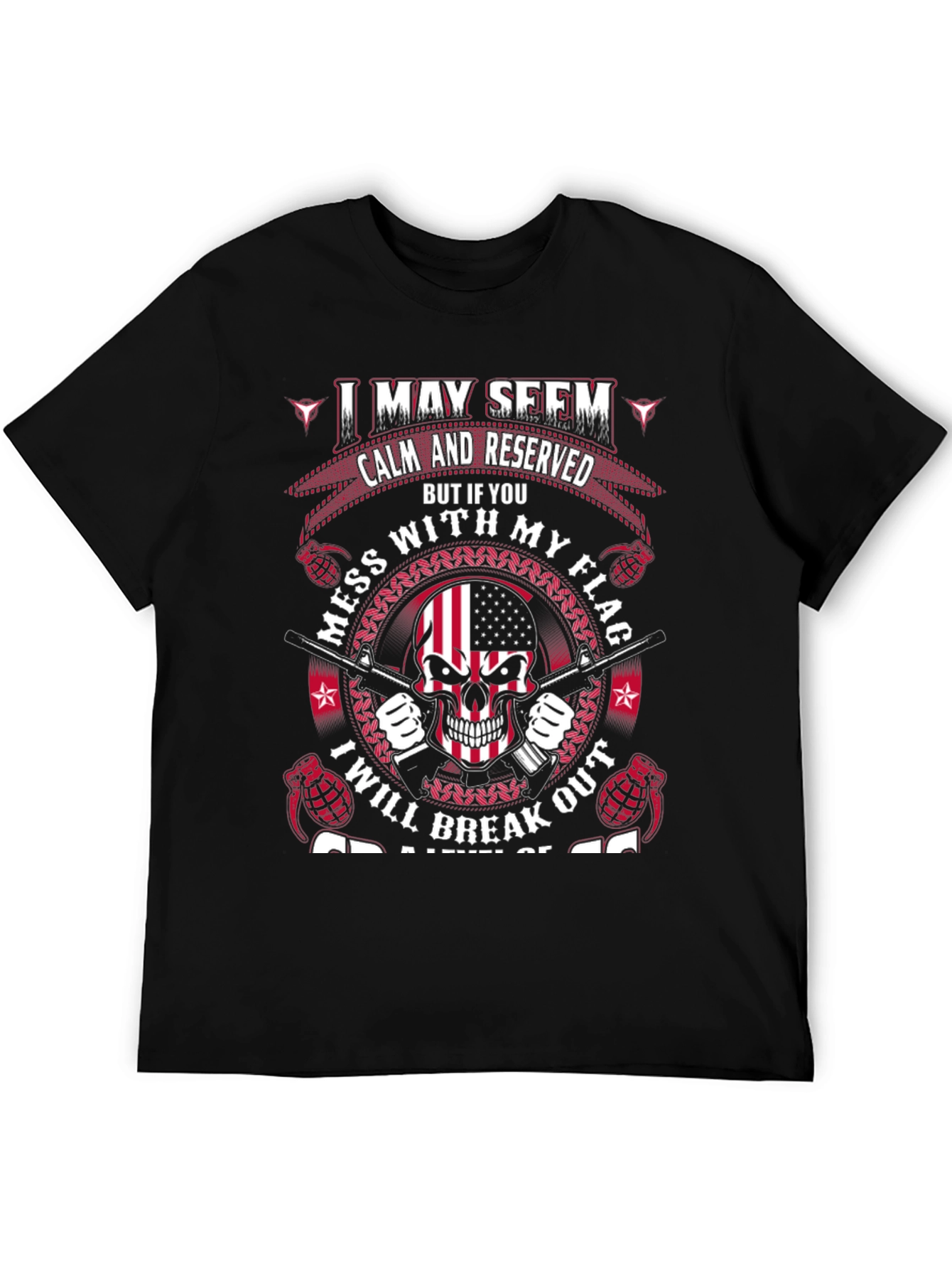 Patriotic Skull T-Shirt: Calm & Reserved