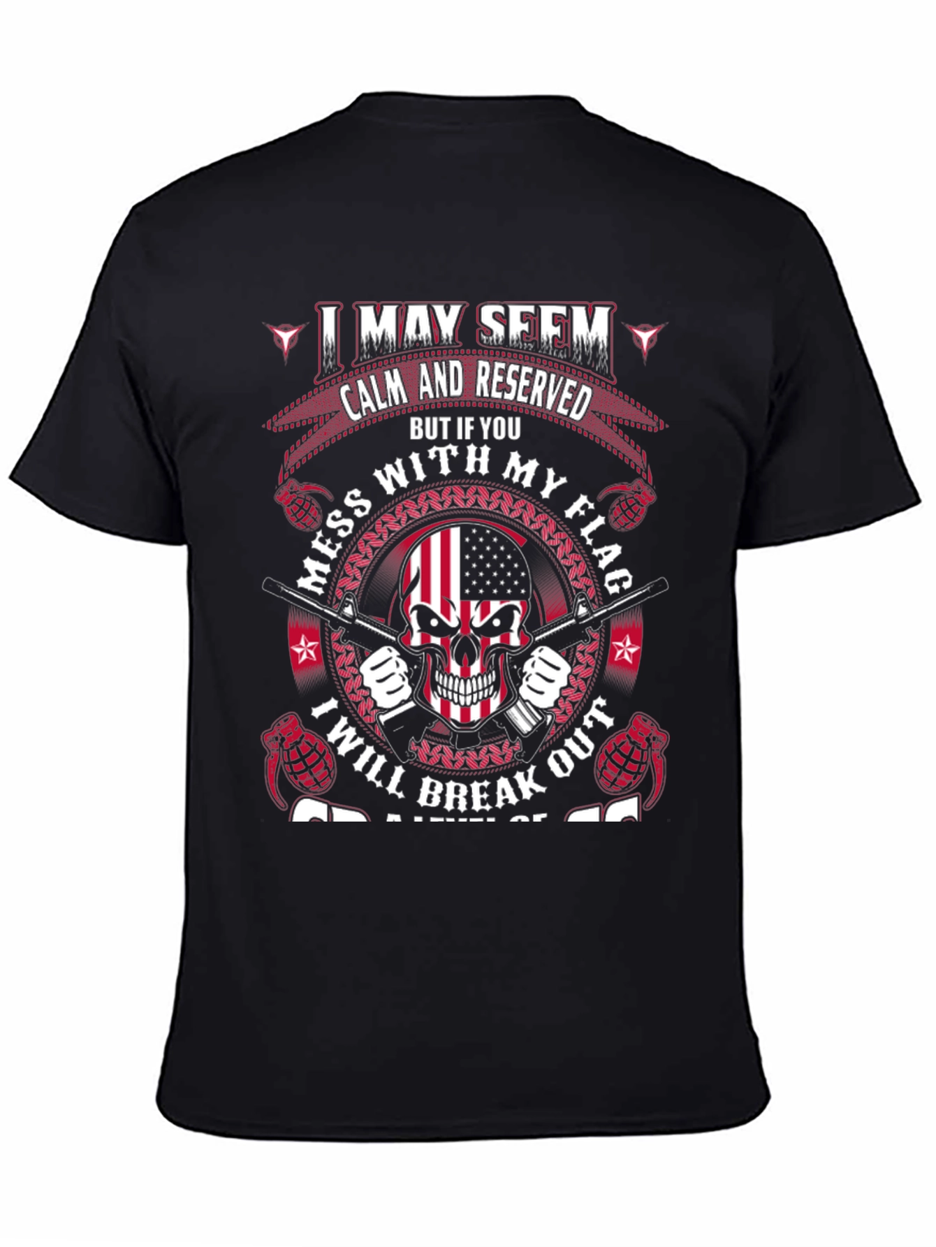 Patriotic Skull T-Shirt: Calm & Reserved