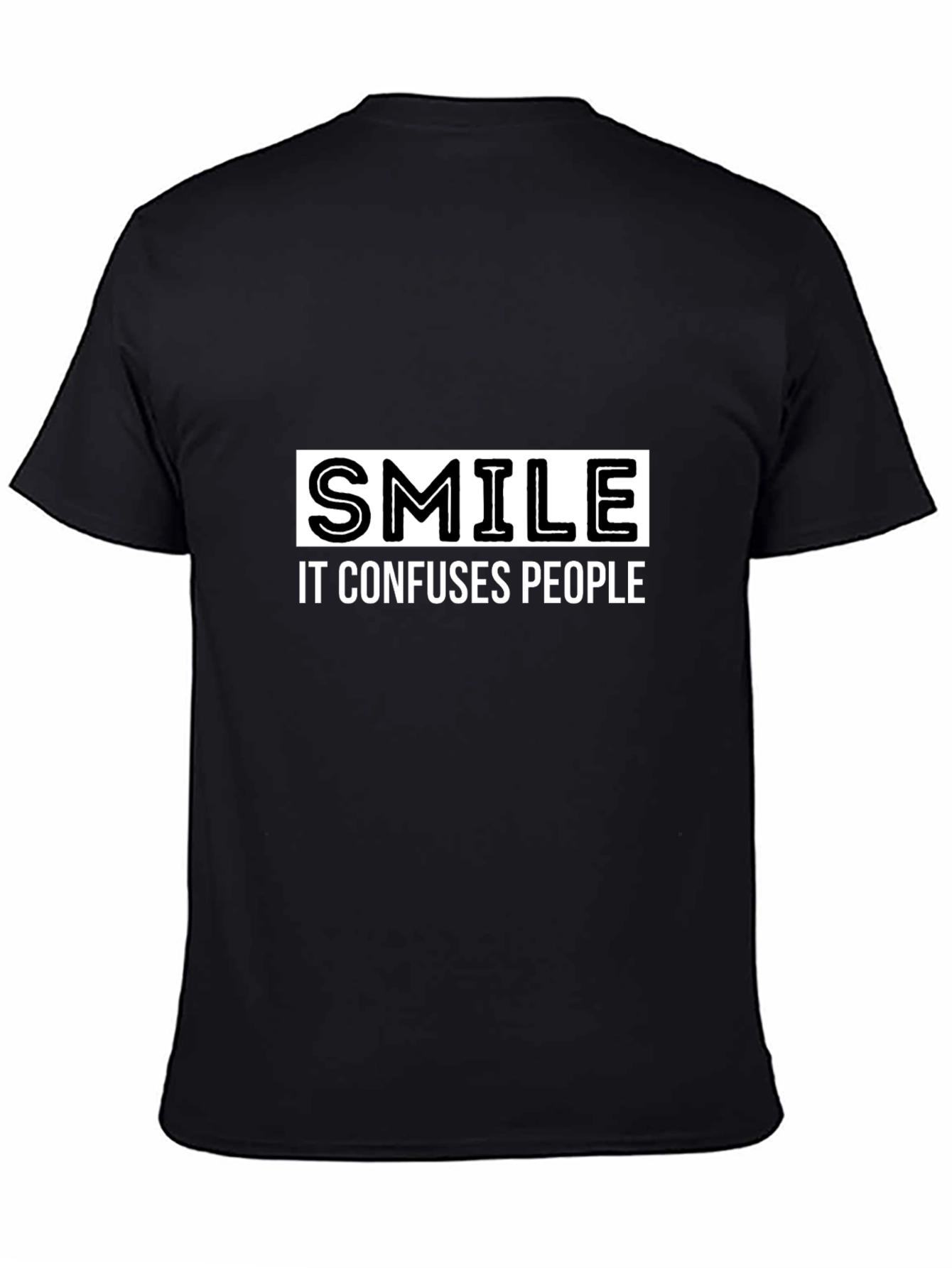 Smile Confuses People Black Graphic Tee