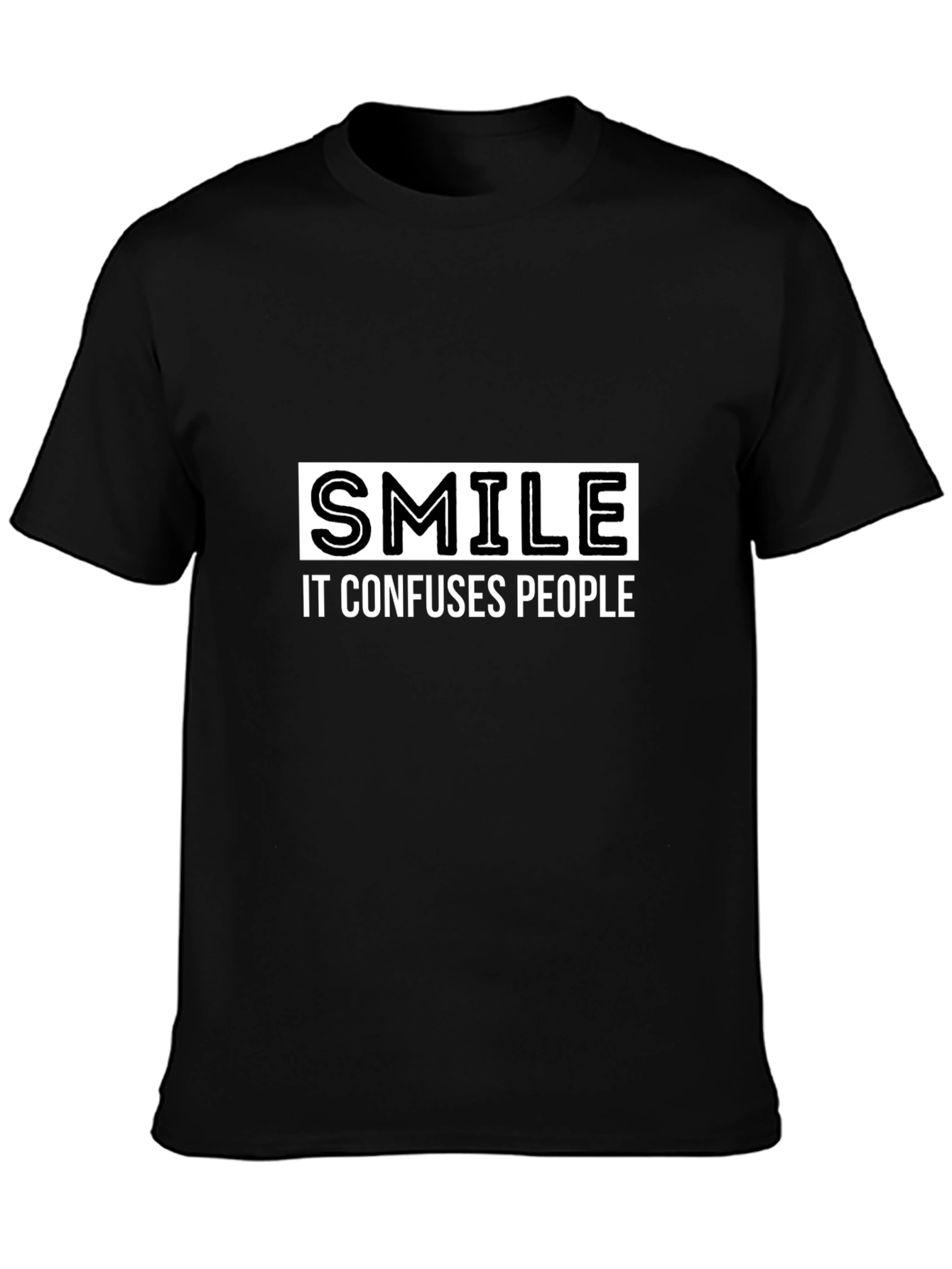 Smile Confuses People Black Graphic Tee