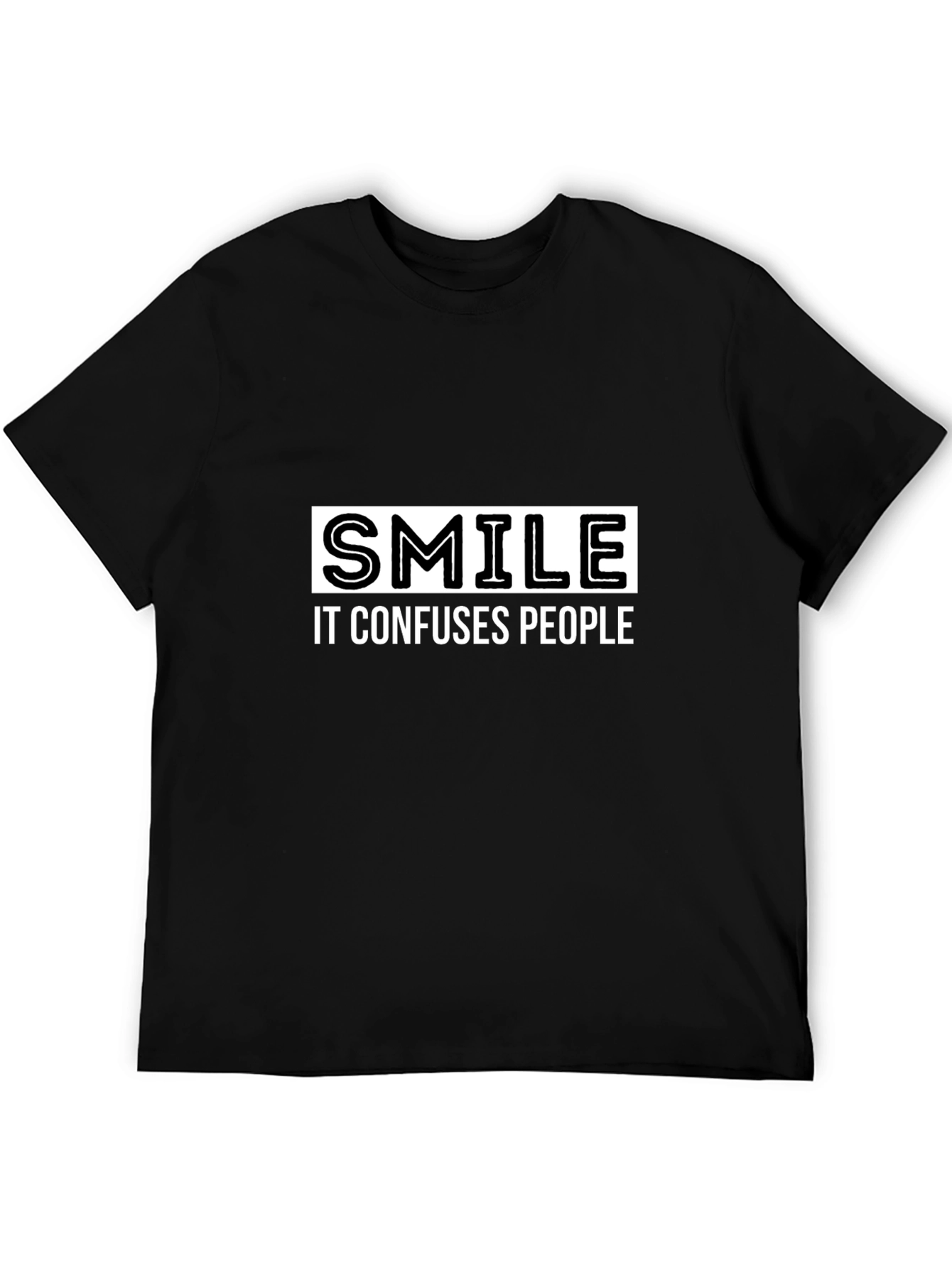 Smile Confuses People Black Graphic Tee