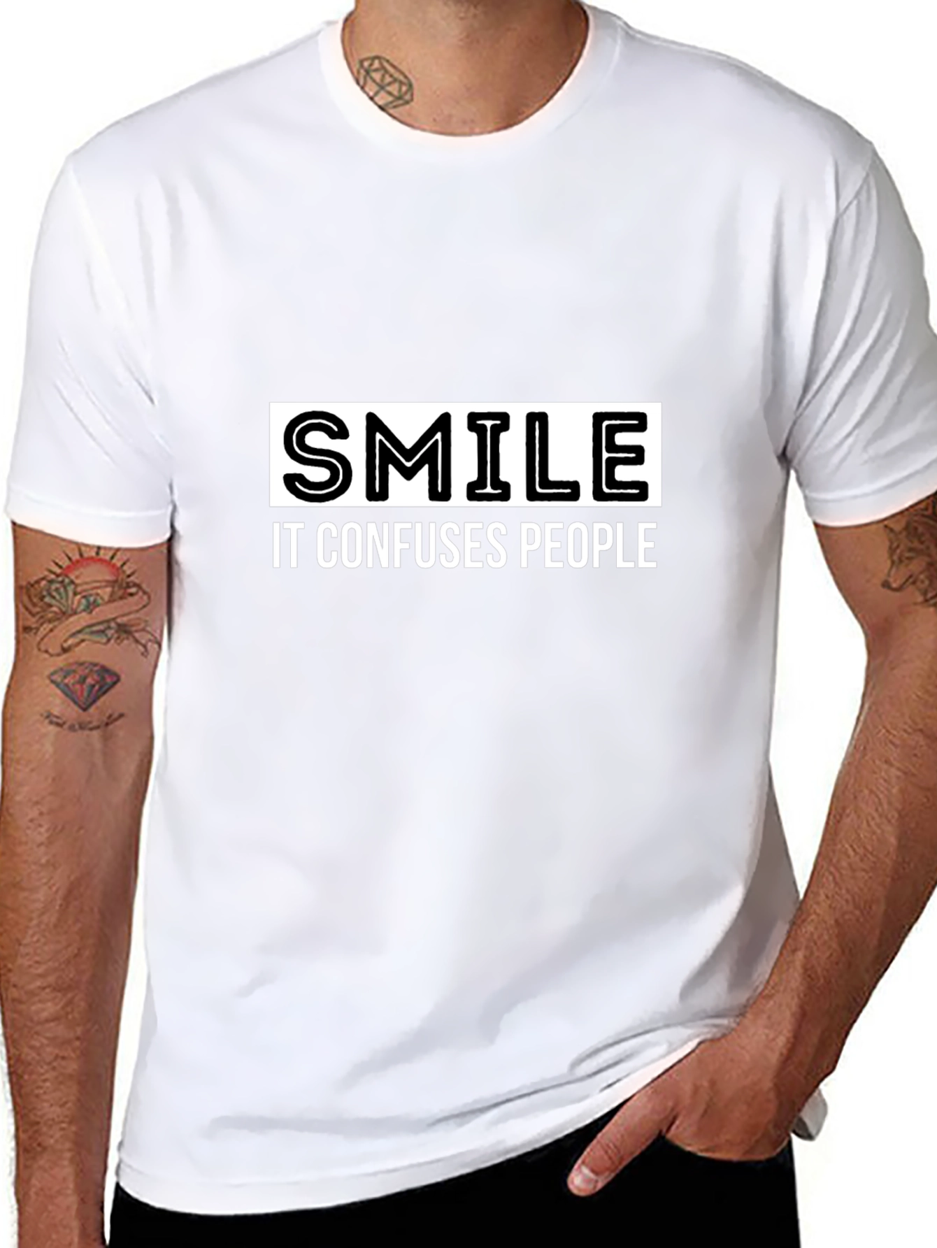 Smile Confuses People Black Graphic Tee