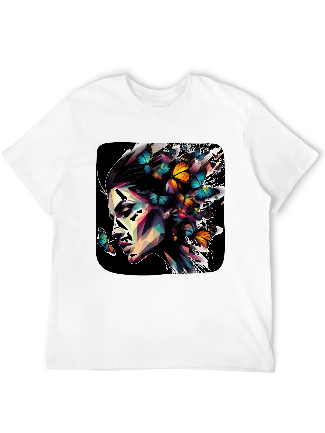 Butterfly Prism Face Graphic Black T-Shirt