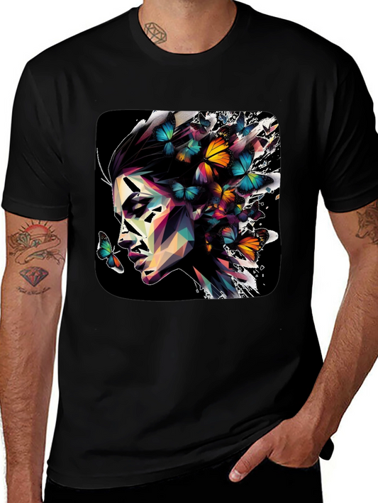 Butterfly Prism Face Graphic Black T-Shirt