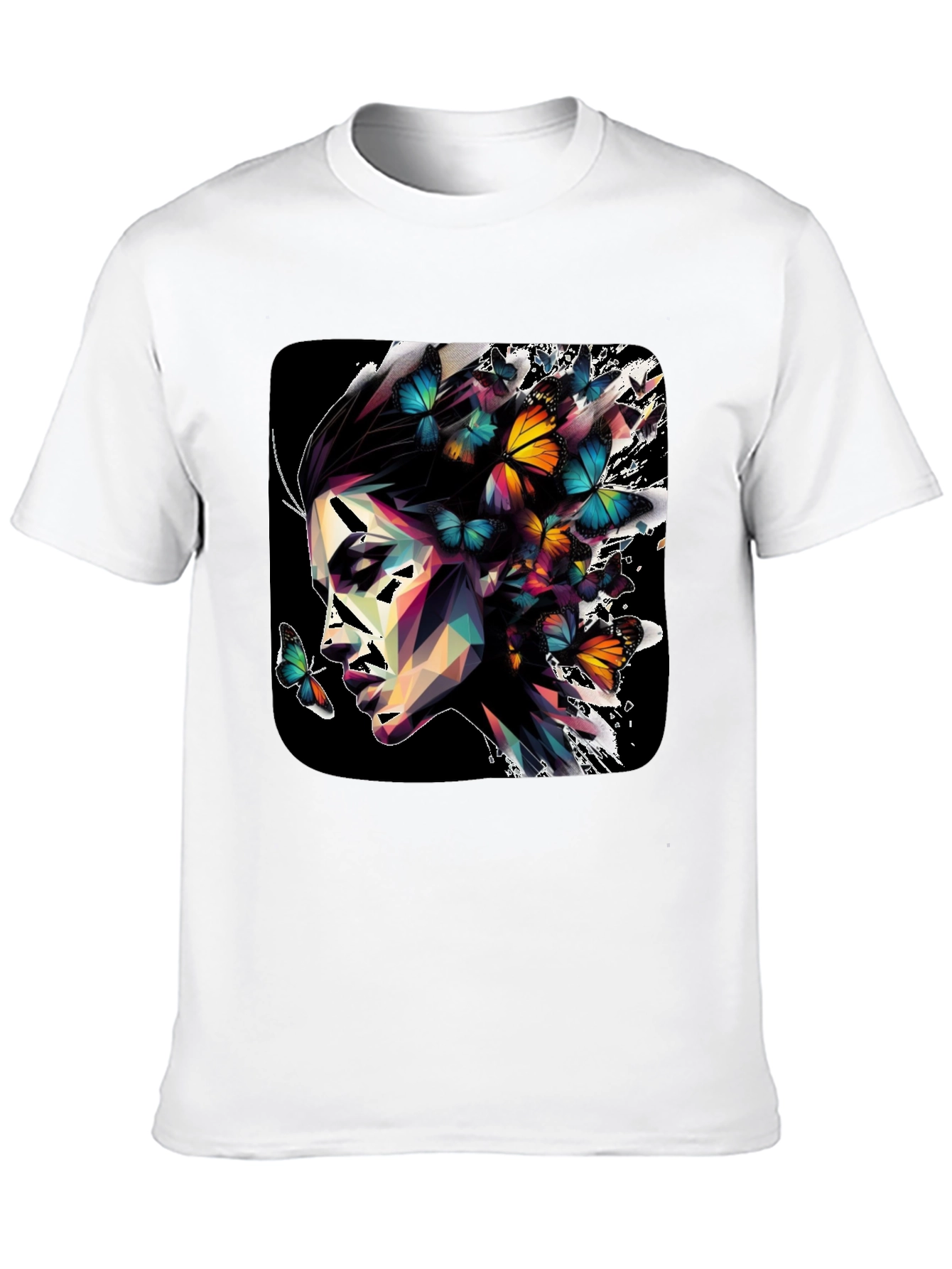 Butterfly Prism Face Graphic Black T-Shirt