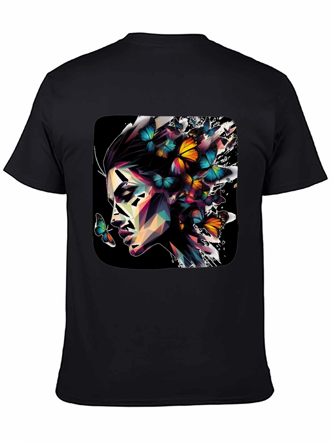 Butterfly Prism Face Graphic Black T-Shirt