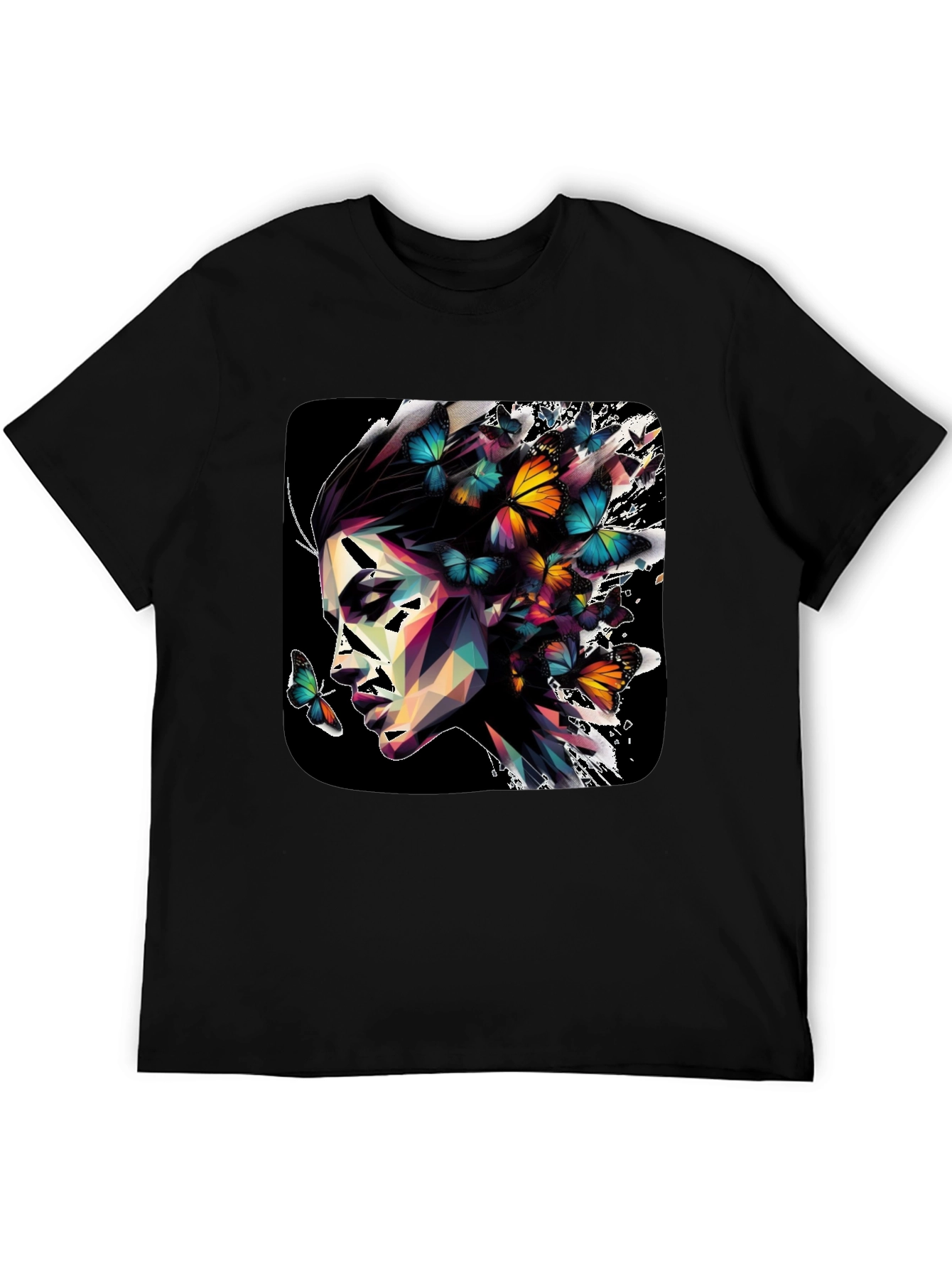 Butterfly Prism Face Graphic Black T-Shirt
