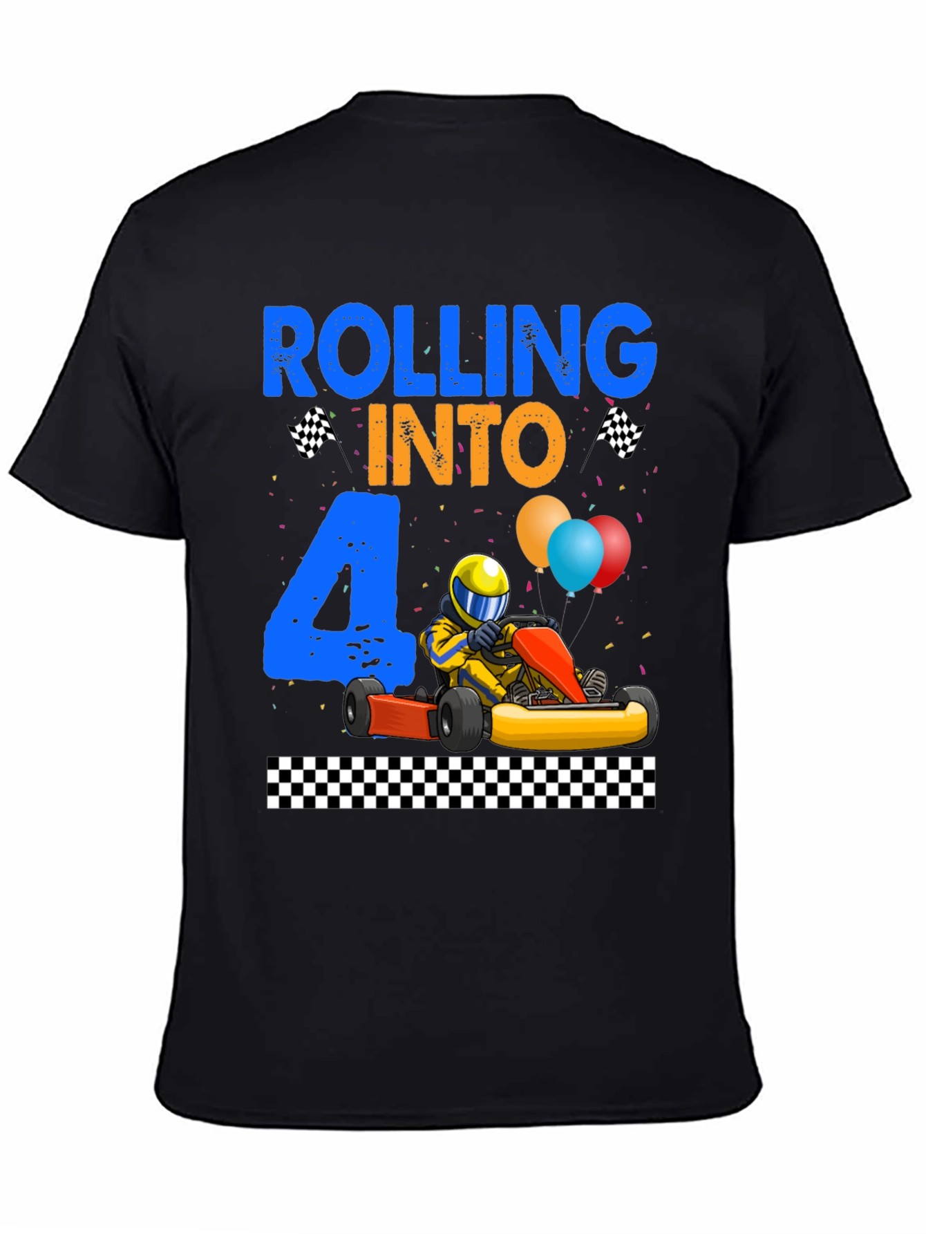 Rolling Into 4 Birthday T-Shirt Kart Racing Tee
