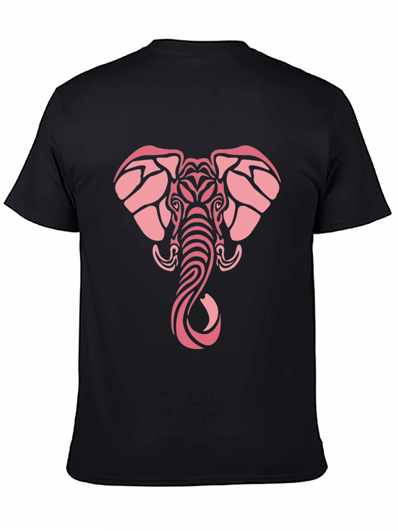 Tribal Elephant Graphic Tee - Black Cotton Comfort