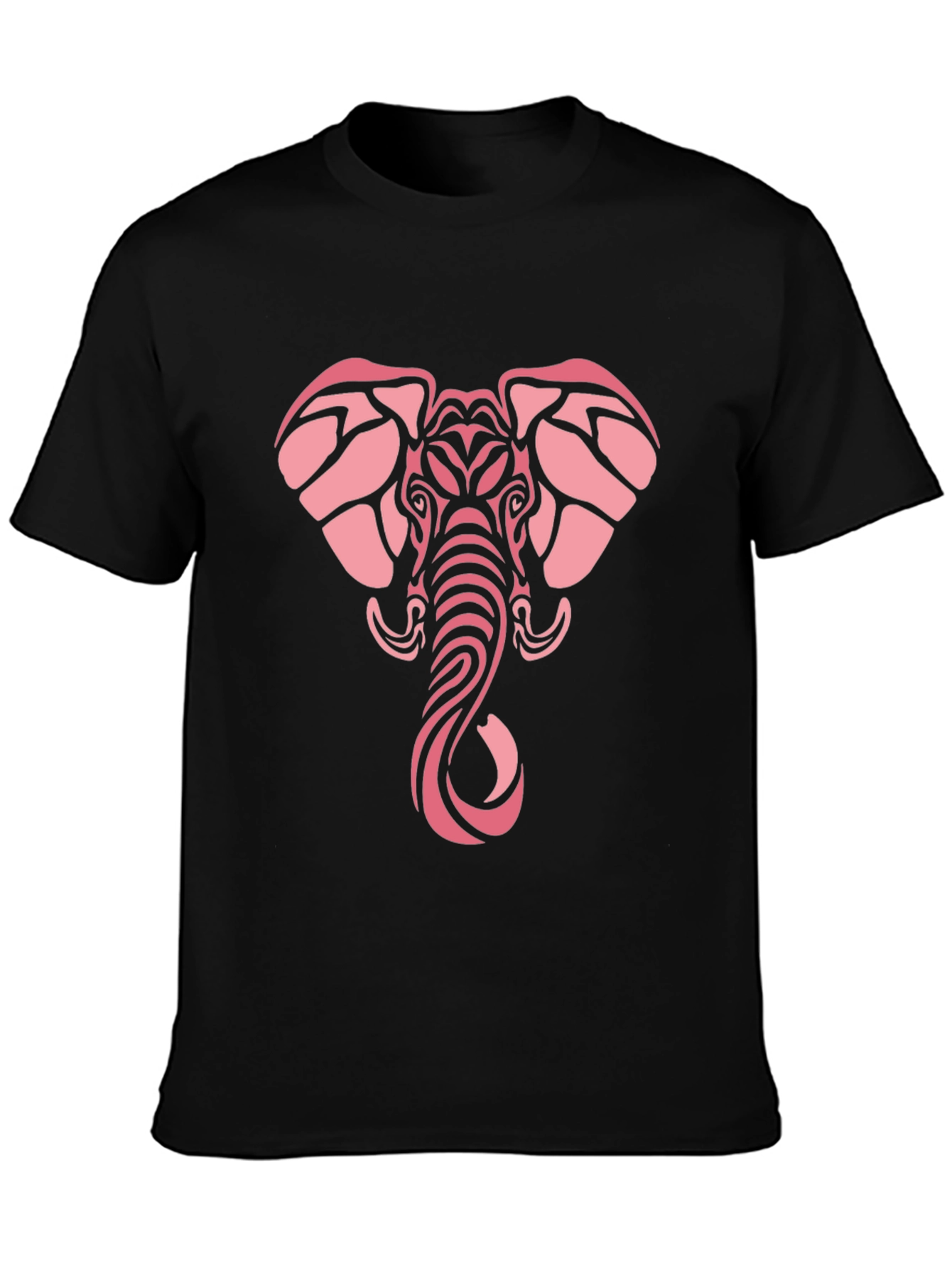 Tribal Elephant Graphic Tee - Black Cotton Comfort
