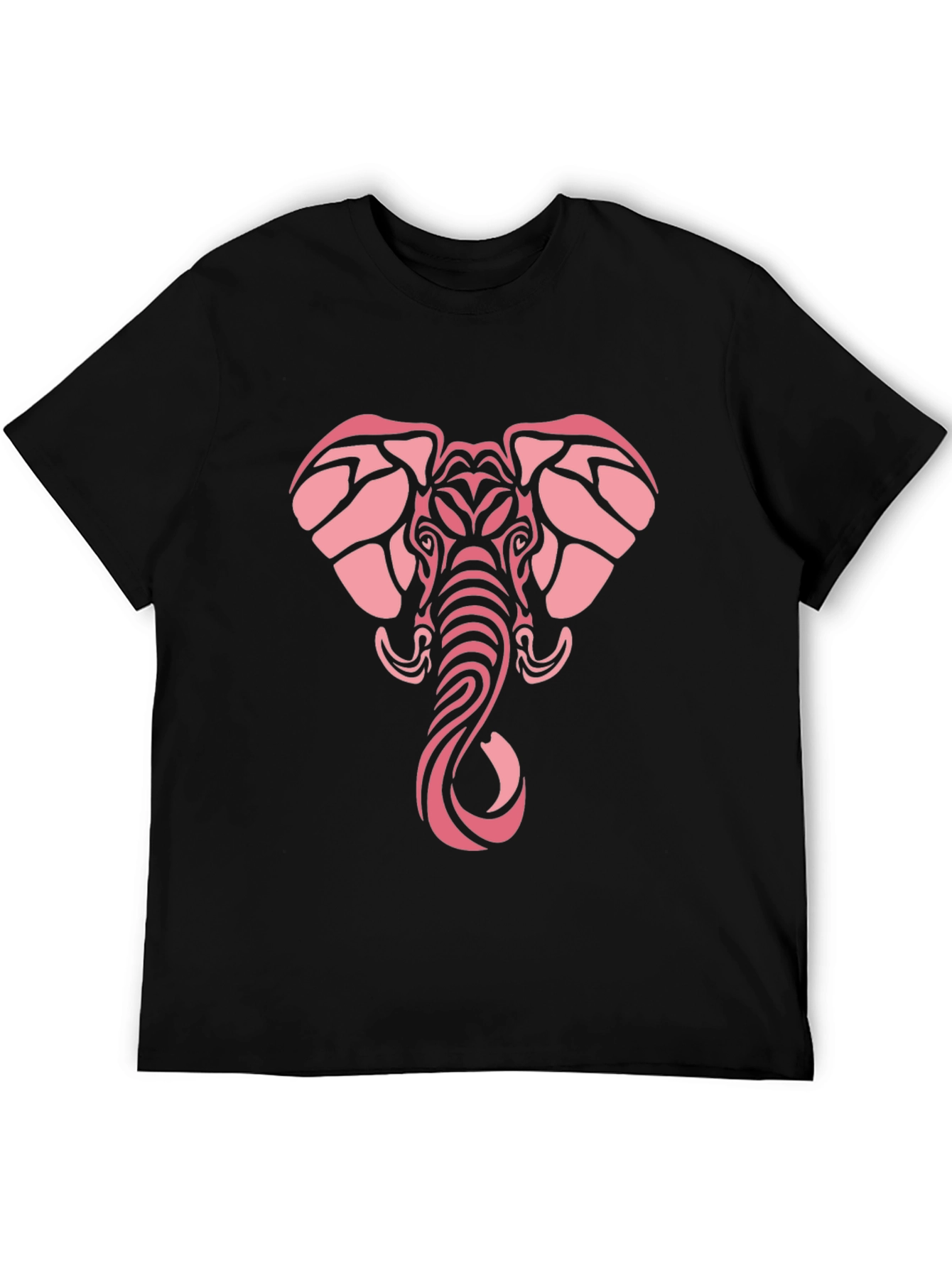 Tribal Elephant Graphic Tee - Black Cotton Comfort