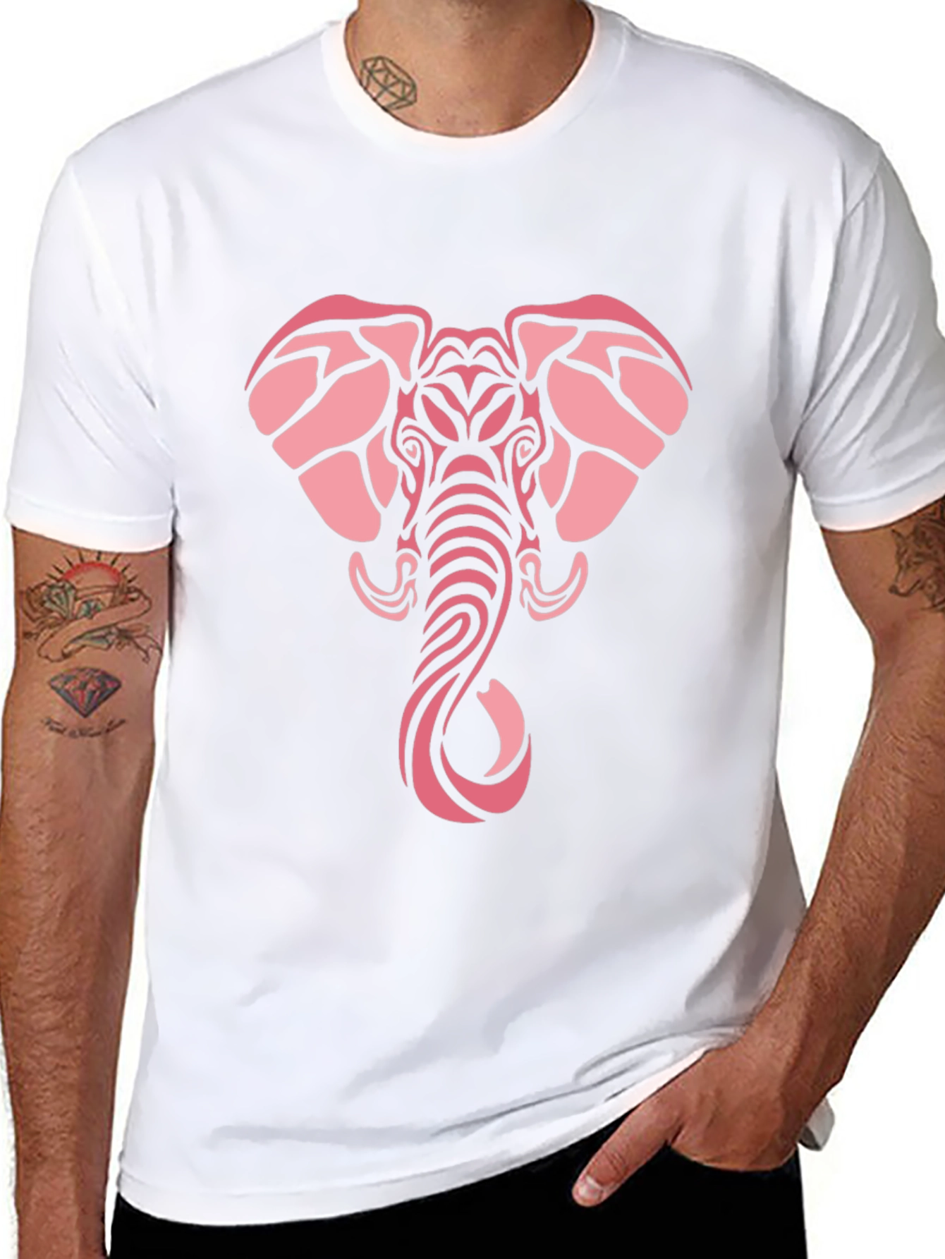 Tribal Elephant Graphic Tee - Black Cotton Comfort
