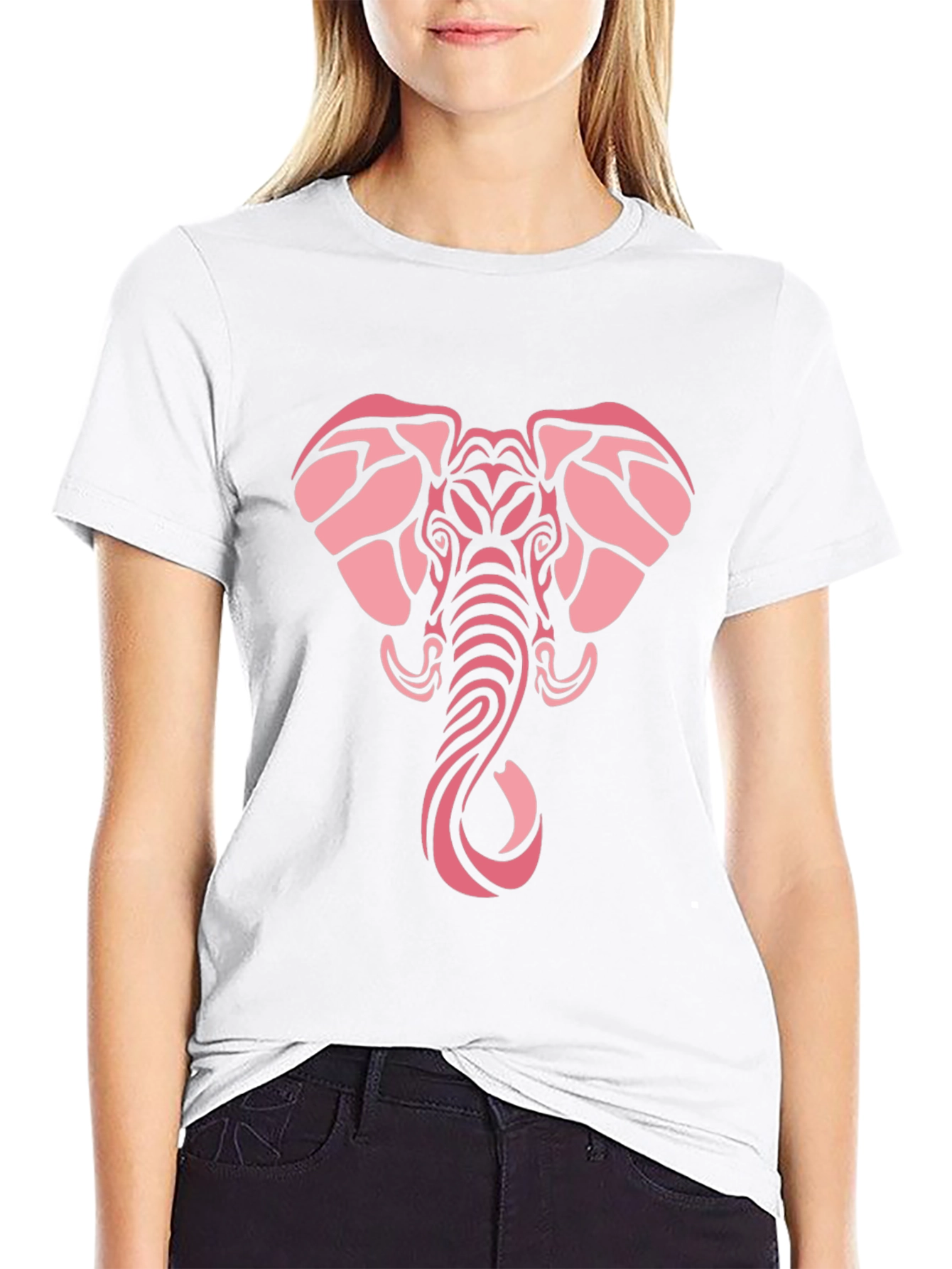 Tribal Elephant Graphic Tee - Black Cotton Comfort
