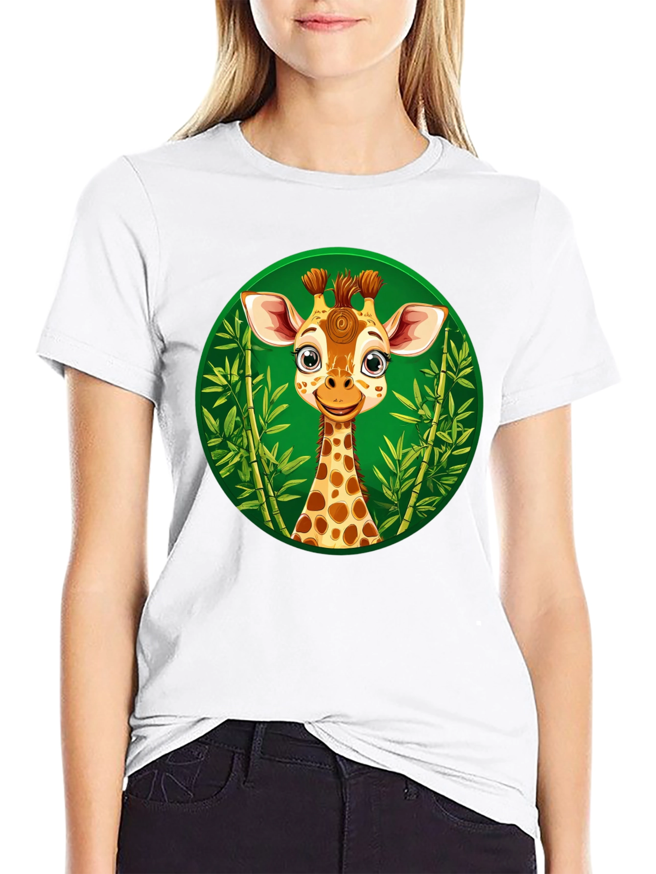 Cute Giraffe Graphic Tee - Black Unisex Shirt