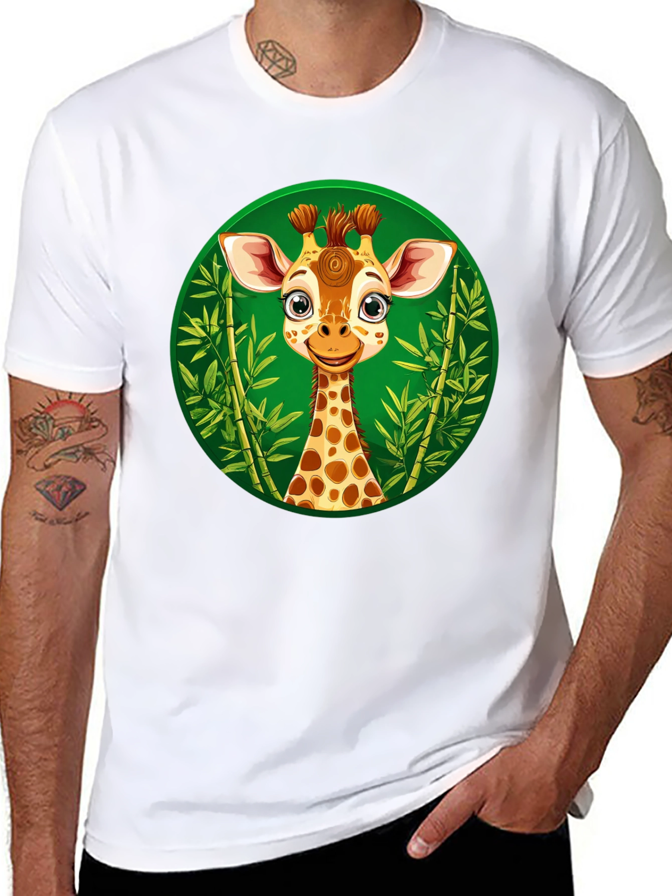 Cute Giraffe Graphic Tee - Black Unisex Shirt