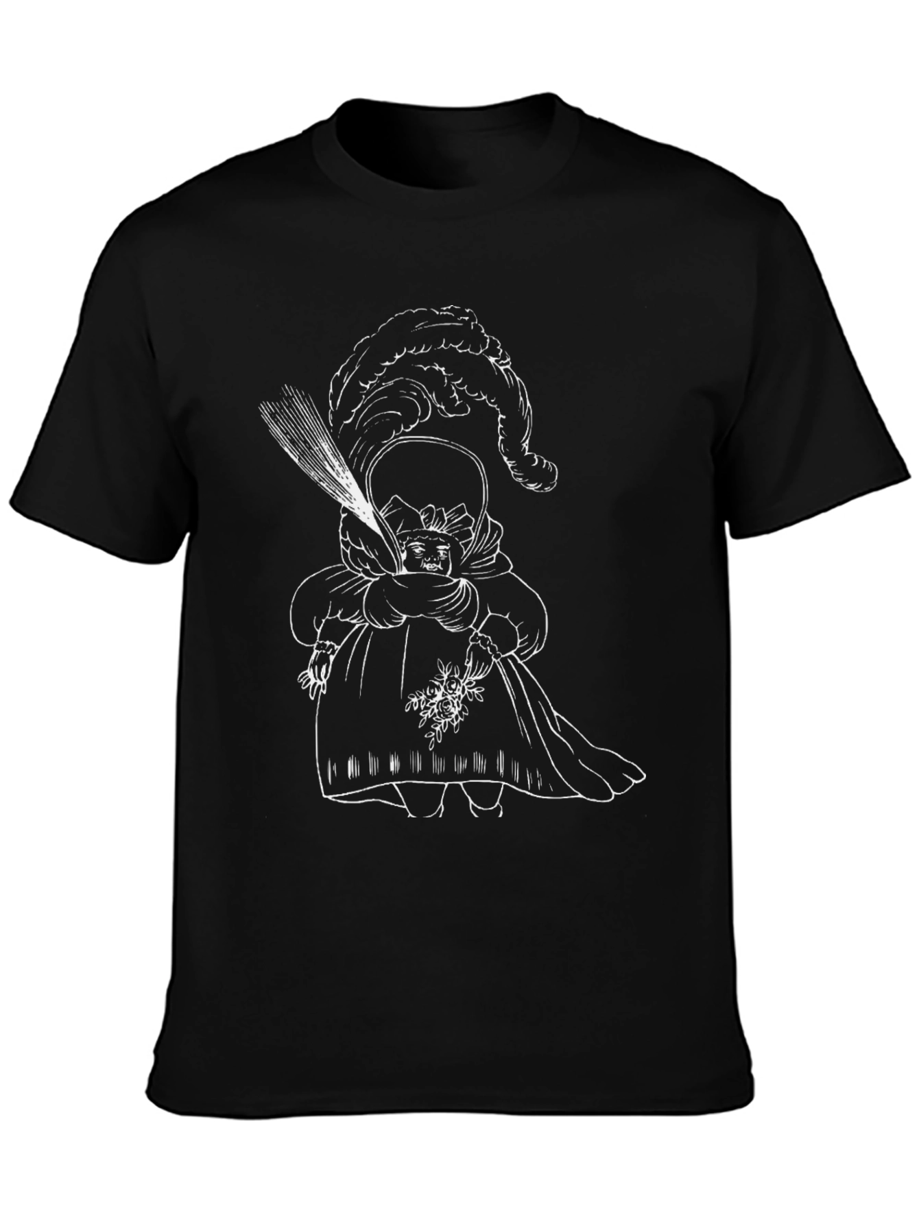 Whimsical Doll Graphic Tee - Unique Black T-Shirt
