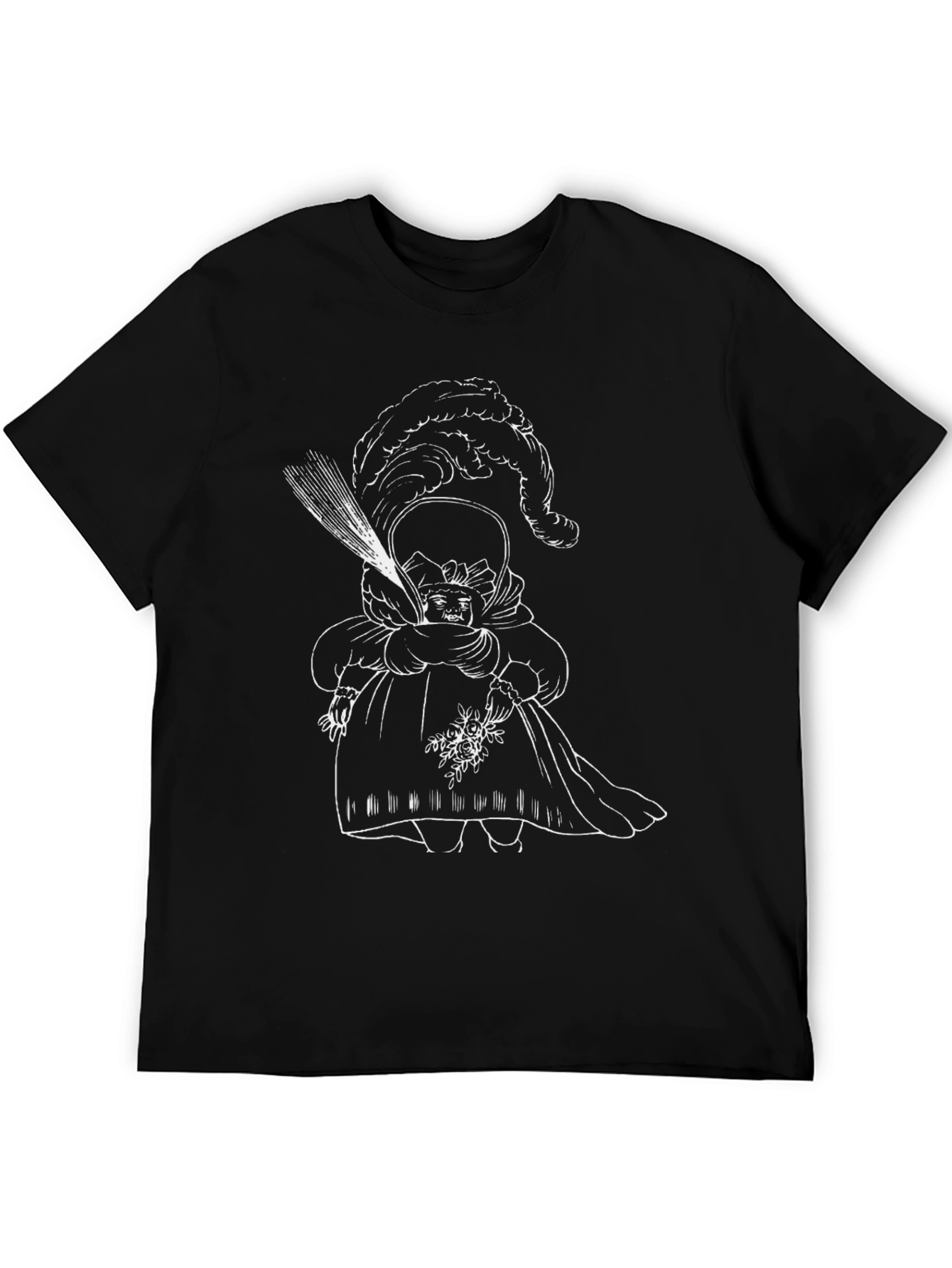 Whimsical Doll Graphic Tee - Unique Black T-Shirt