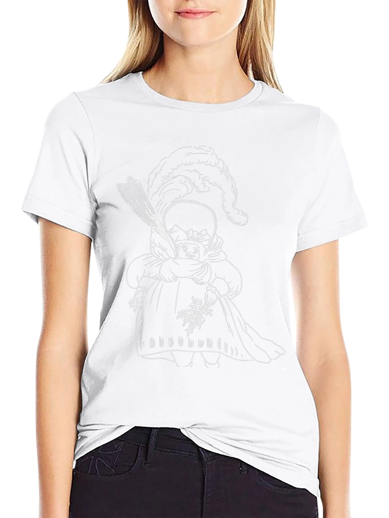Whimsical Doll Graphic Tee - Unique Black T-Shirt