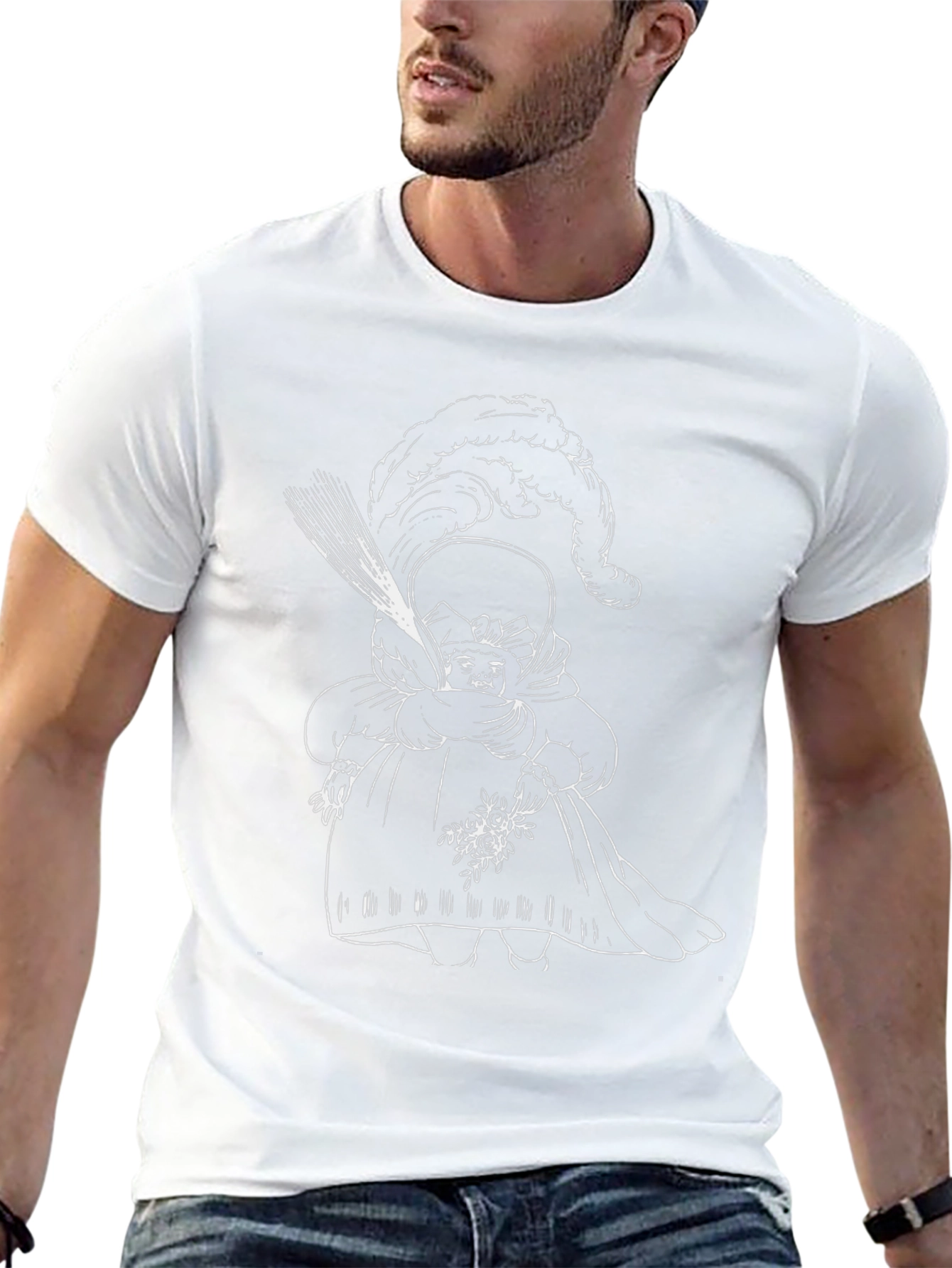Whimsical Doll Graphic Tee - Unique Black T-Shirt