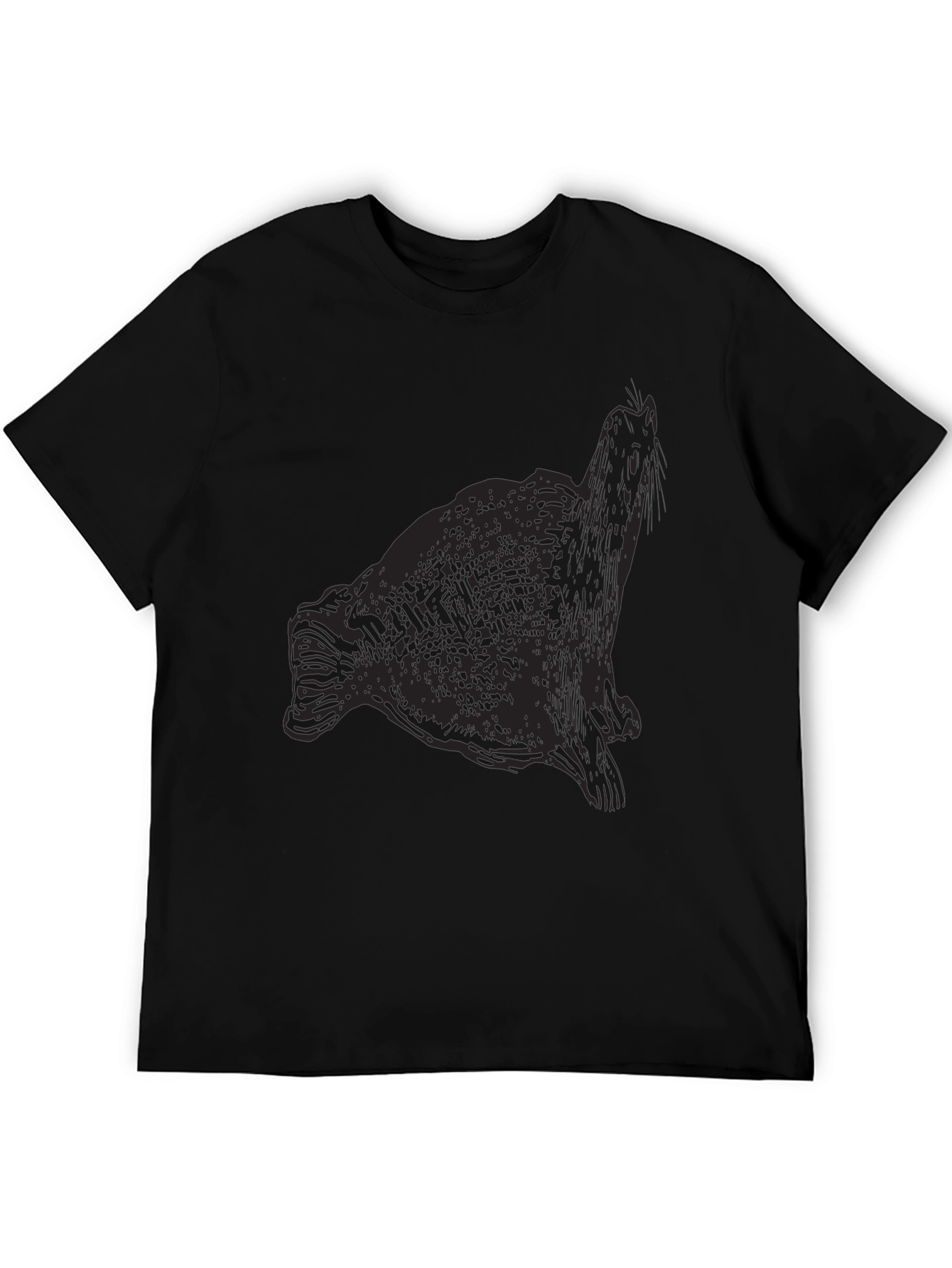 Seal Graphic Print Black T-Shirt