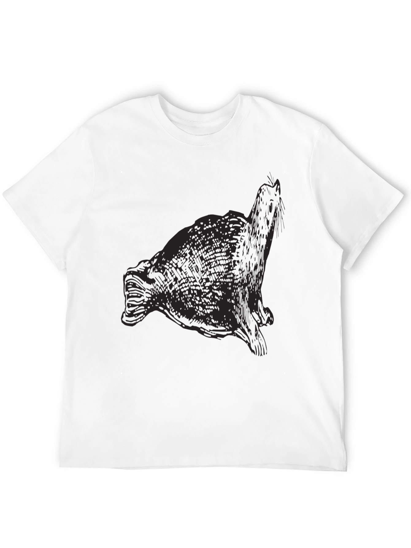 Seal Graphic Print Black T-Shirt