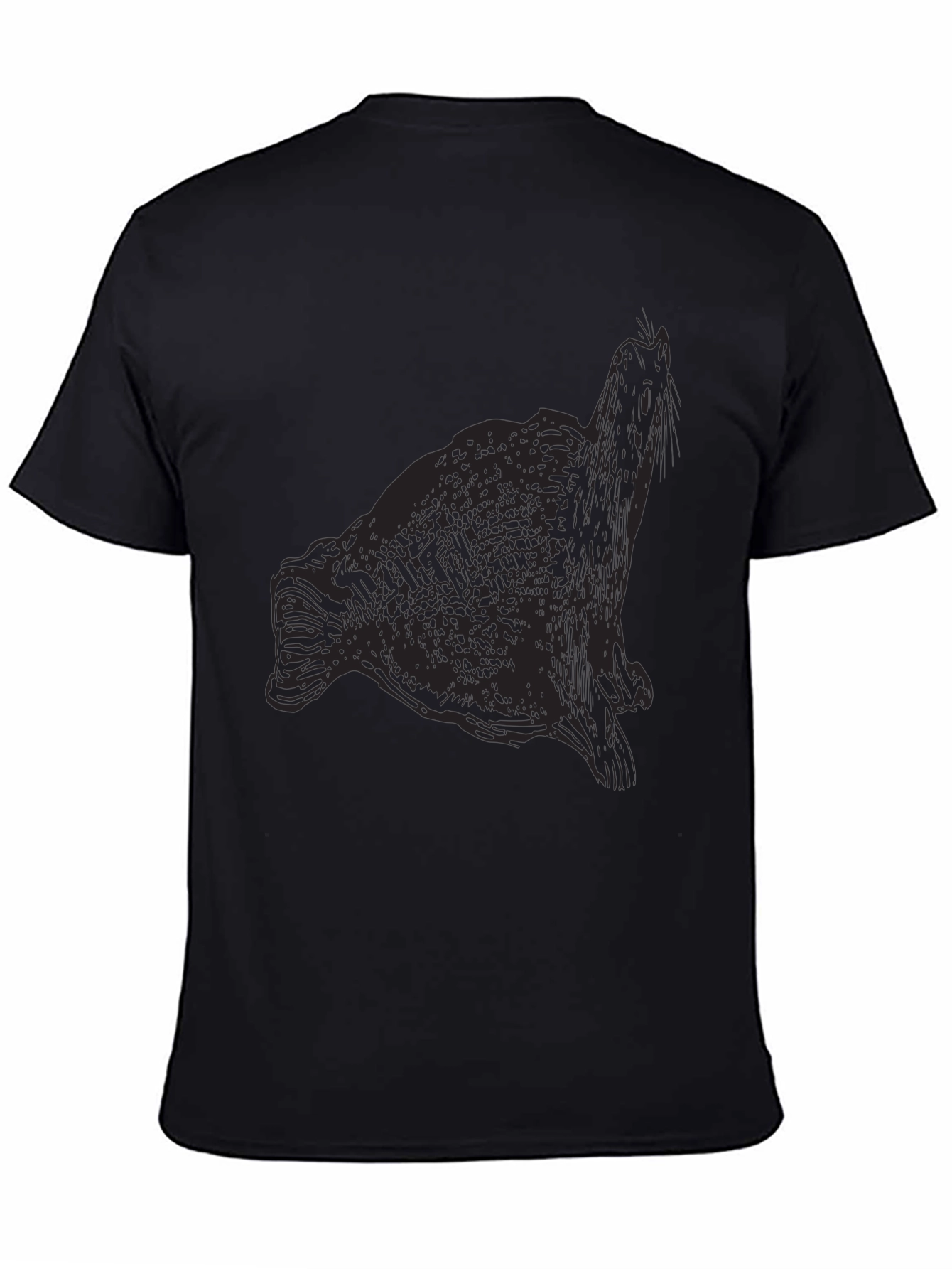 Seal Graphic Print Black T-Shirt