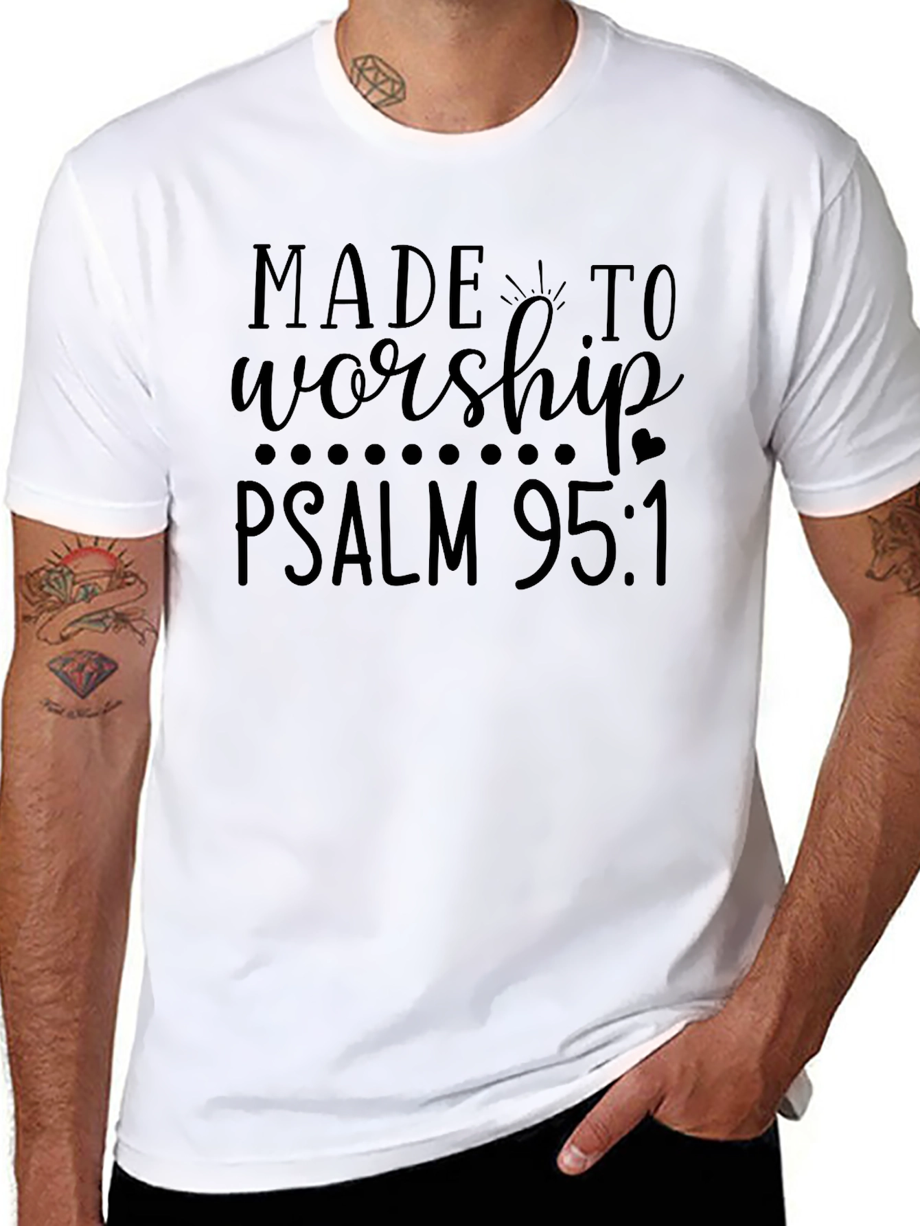 Made to Worship Psalm 95:1 Black Graphic Tee