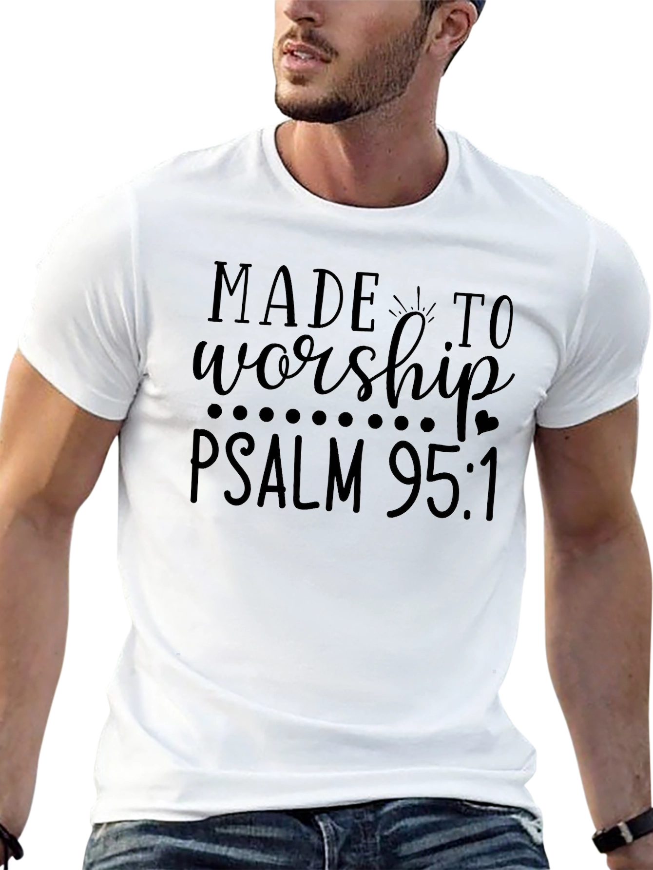 Made to Worship Psalm 95:1 Black Graphic Tee