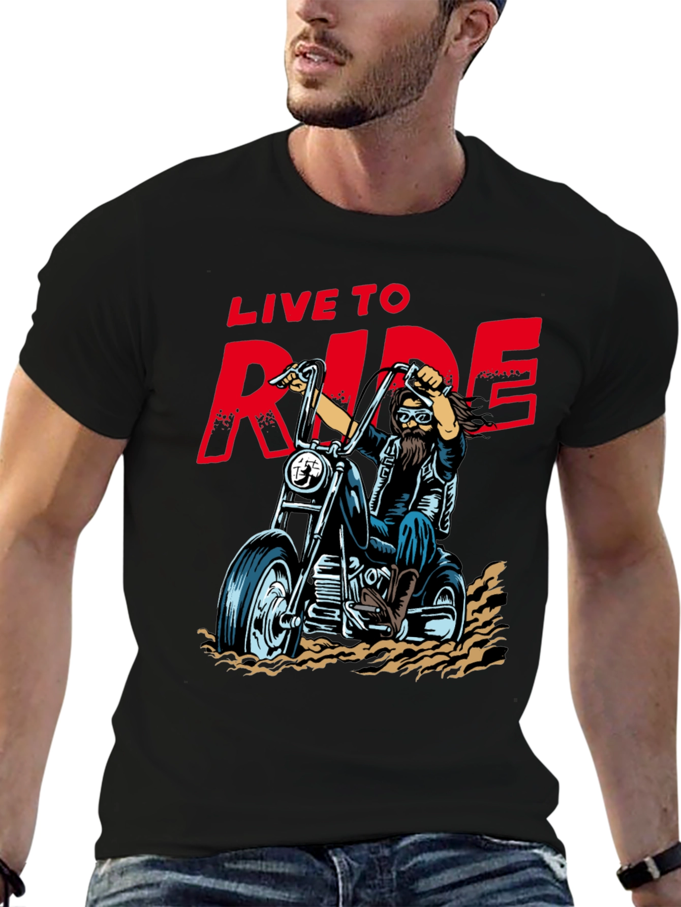 Live to Ride Biker T-Shirt - Black