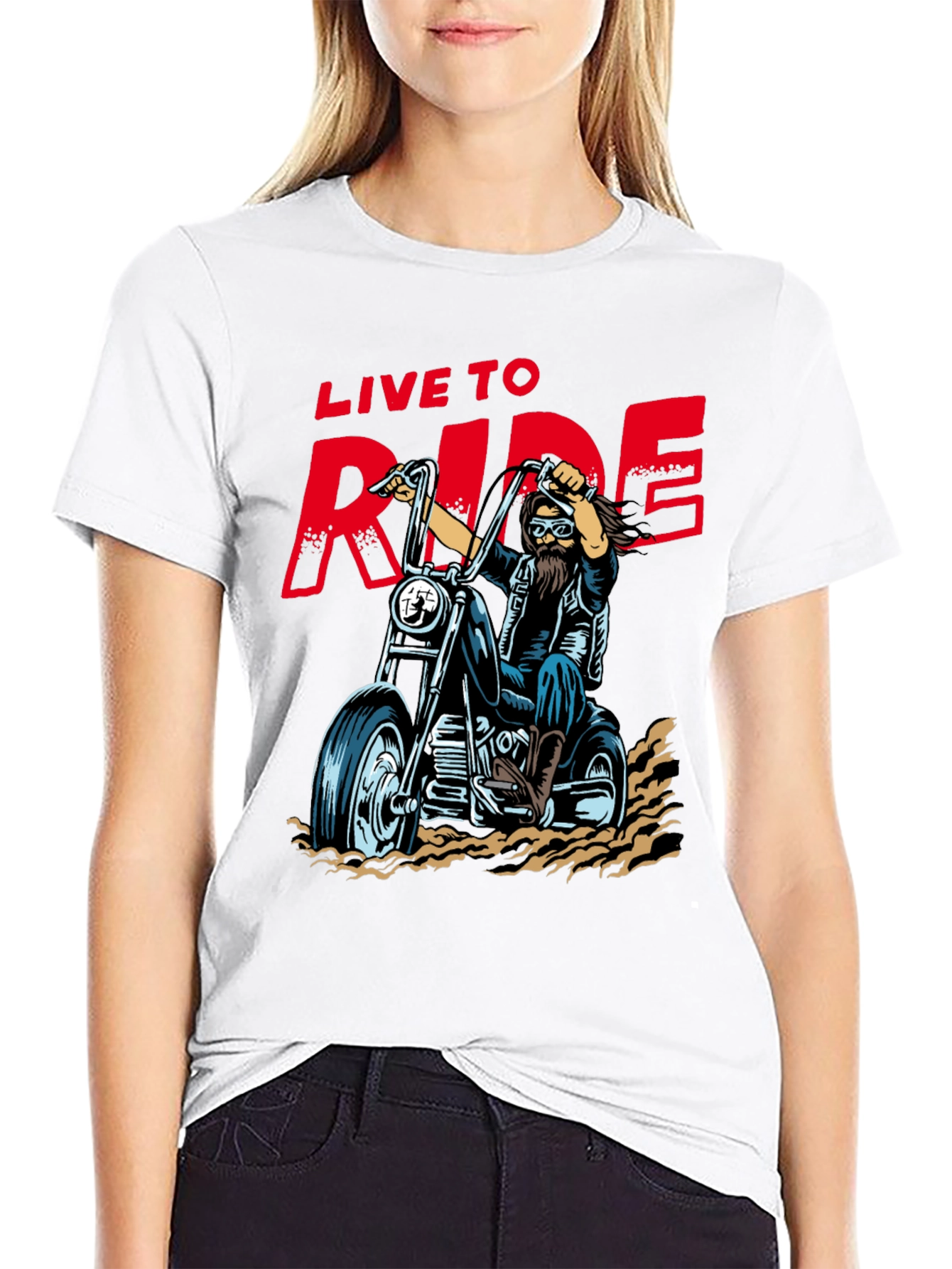 Live to Ride Biker T-Shirt - Black