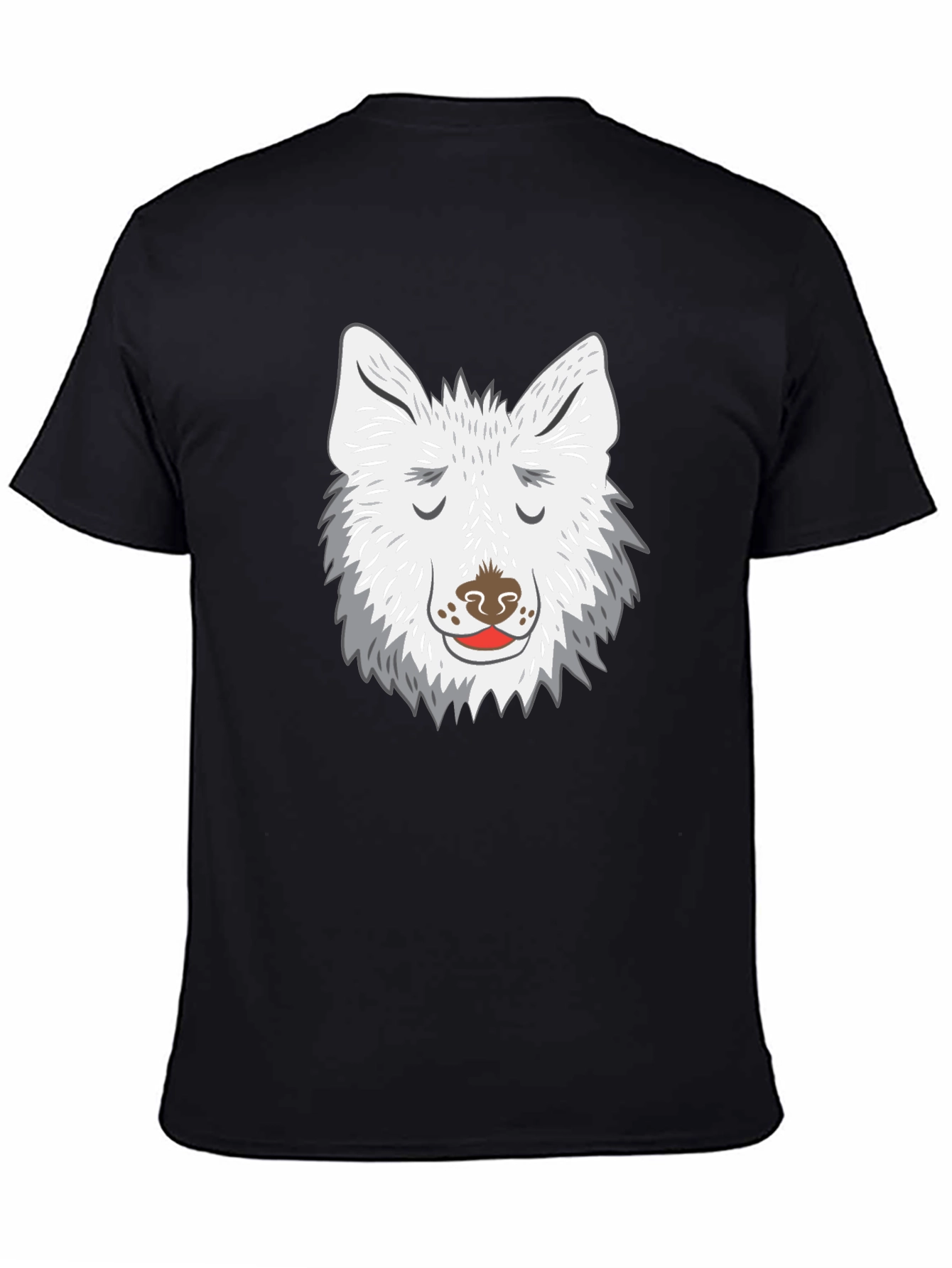 Wolf Face Graphic Tee - Black Cotton Blend