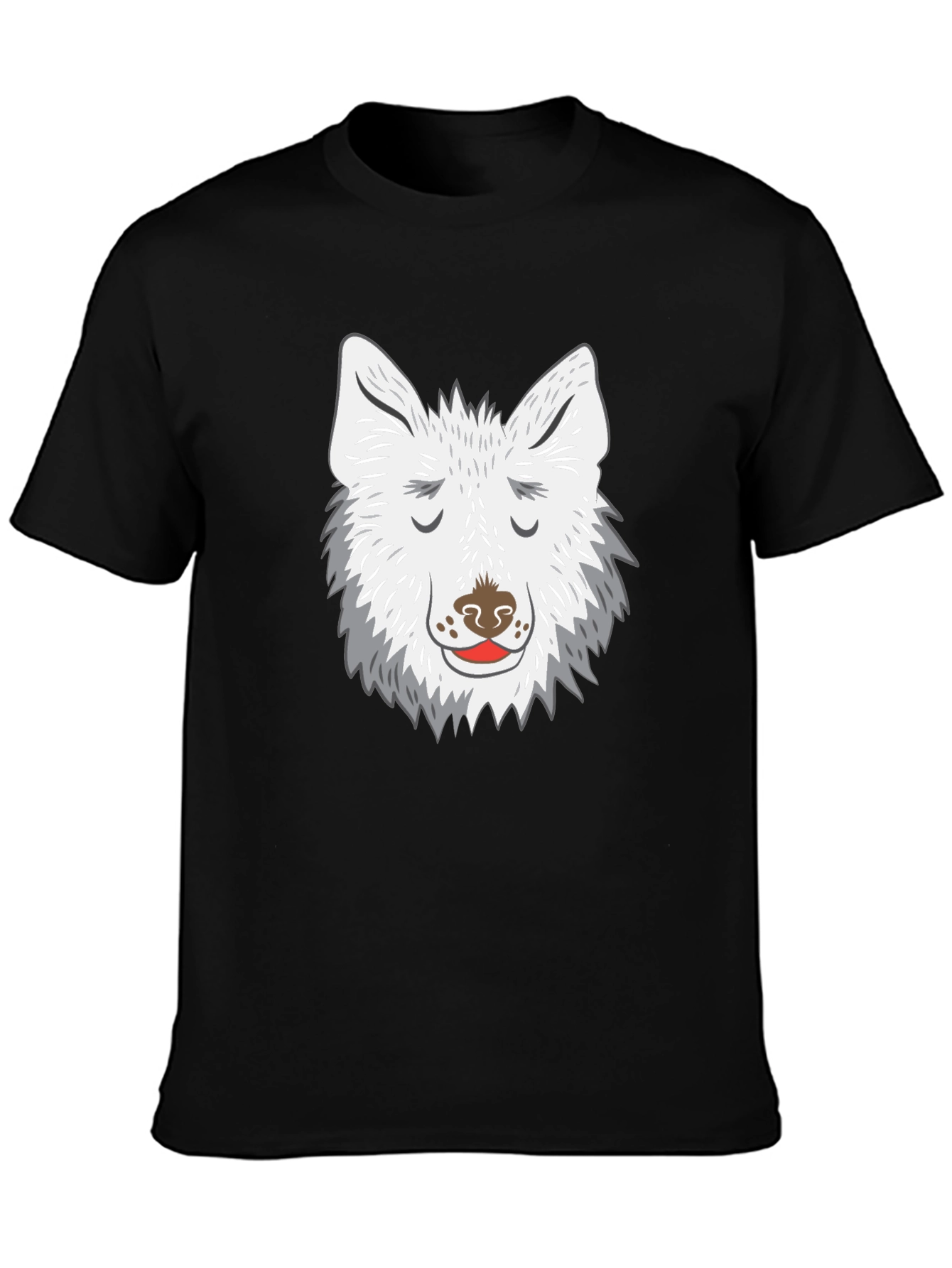 Wolf Face Graphic Tee - Black Cotton Blend