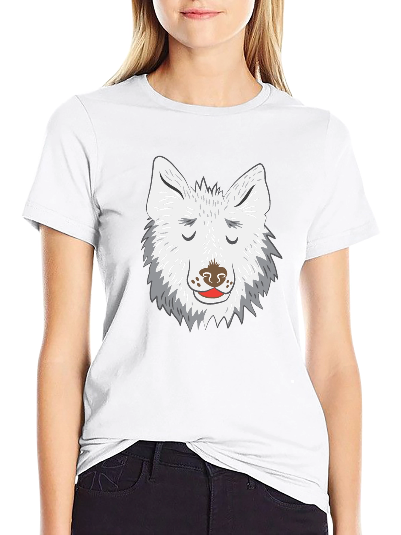Wolf Face Graphic Tee - Black Cotton Blend