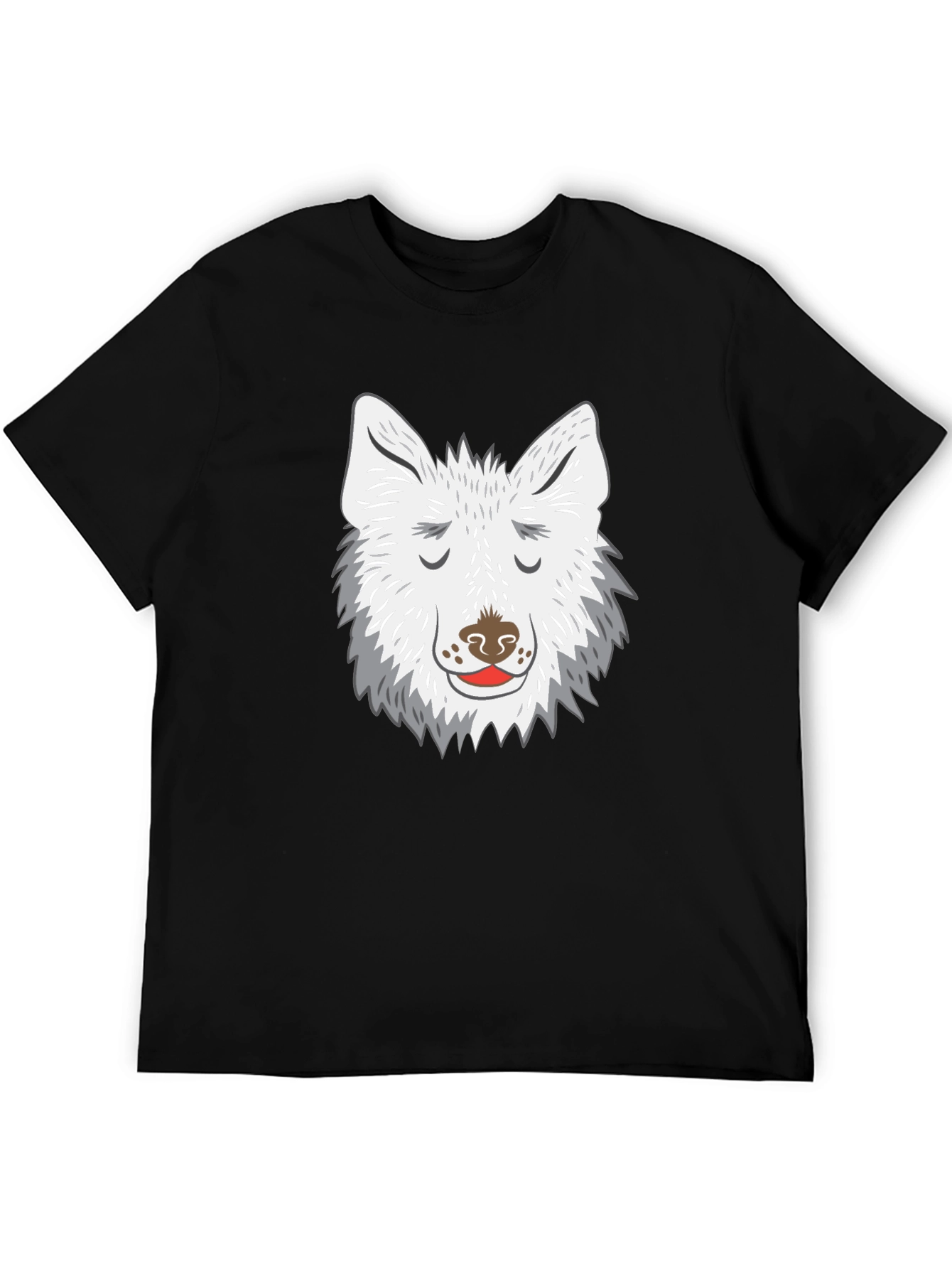 Wolf Face Graphic Tee - Black Cotton Blend