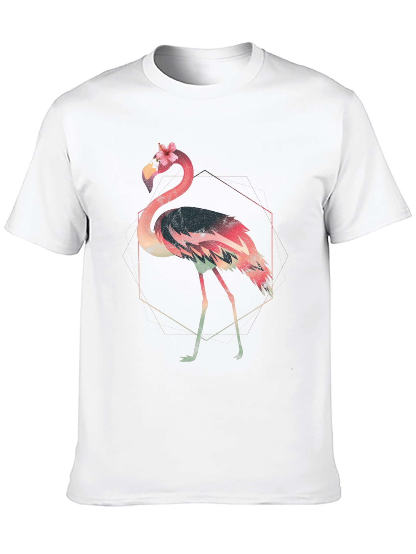 Geometric Flamingo Graphic Tee - Stylish & Unique