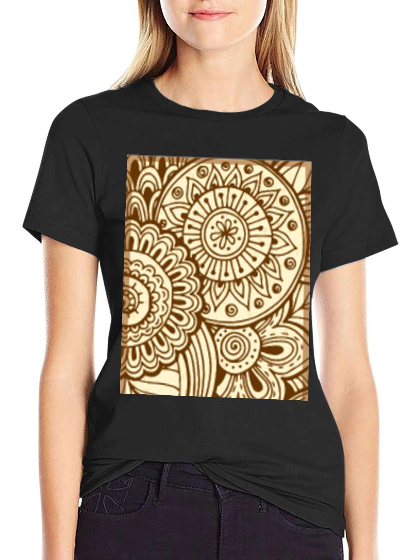 Henna Floral Black Tee