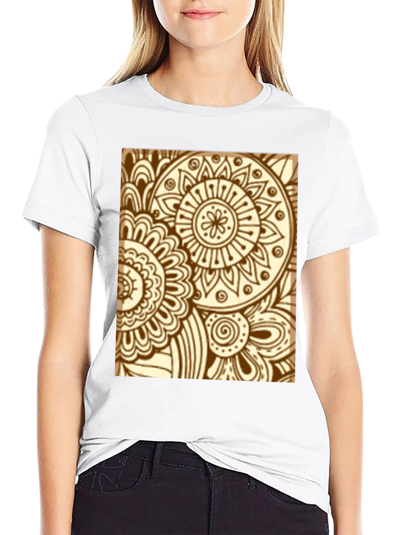 Henna Floral Black Tee