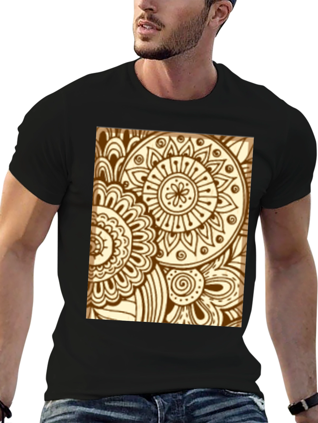 Henna Floral Black Tee
