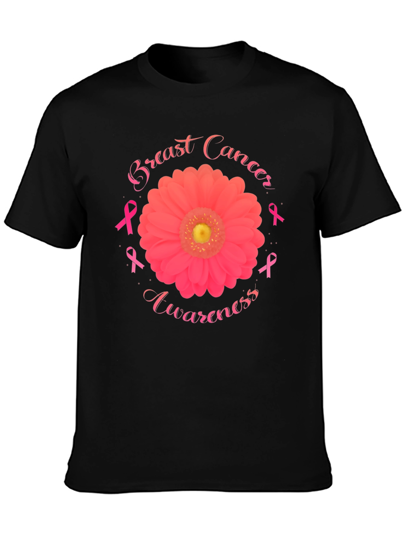 Breast Cancer Awareness T-Shirt Flower Ribbon