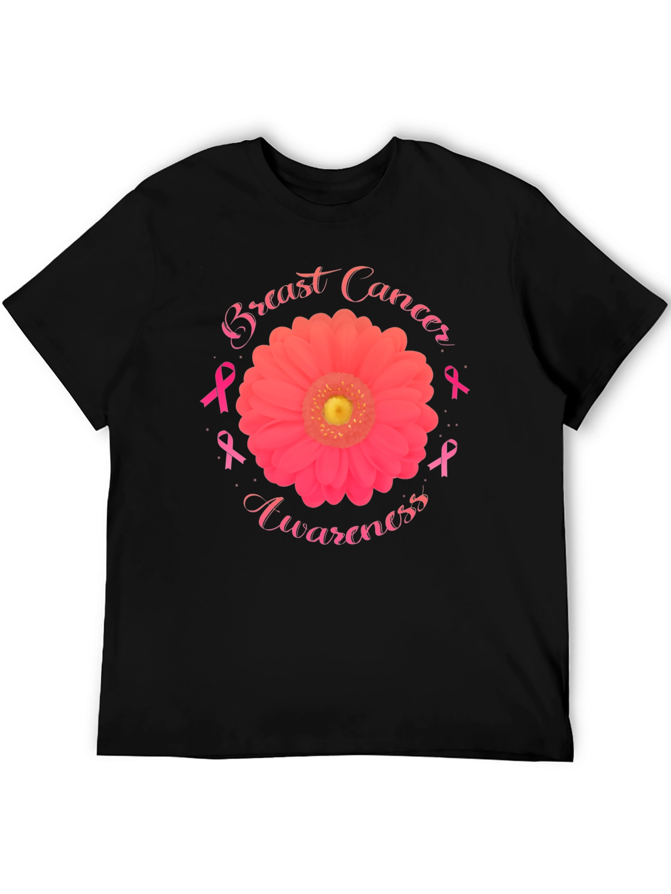 Breast Cancer Awareness T-Shirt Flower Ribbon