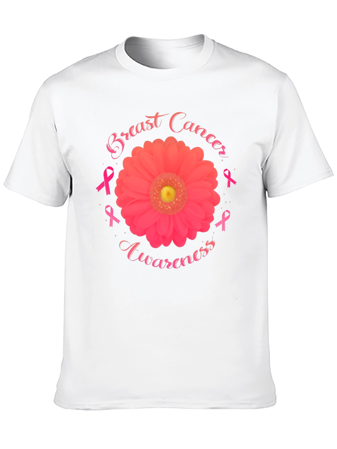 Breast Cancer Awareness T-Shirt Flower Ribbon