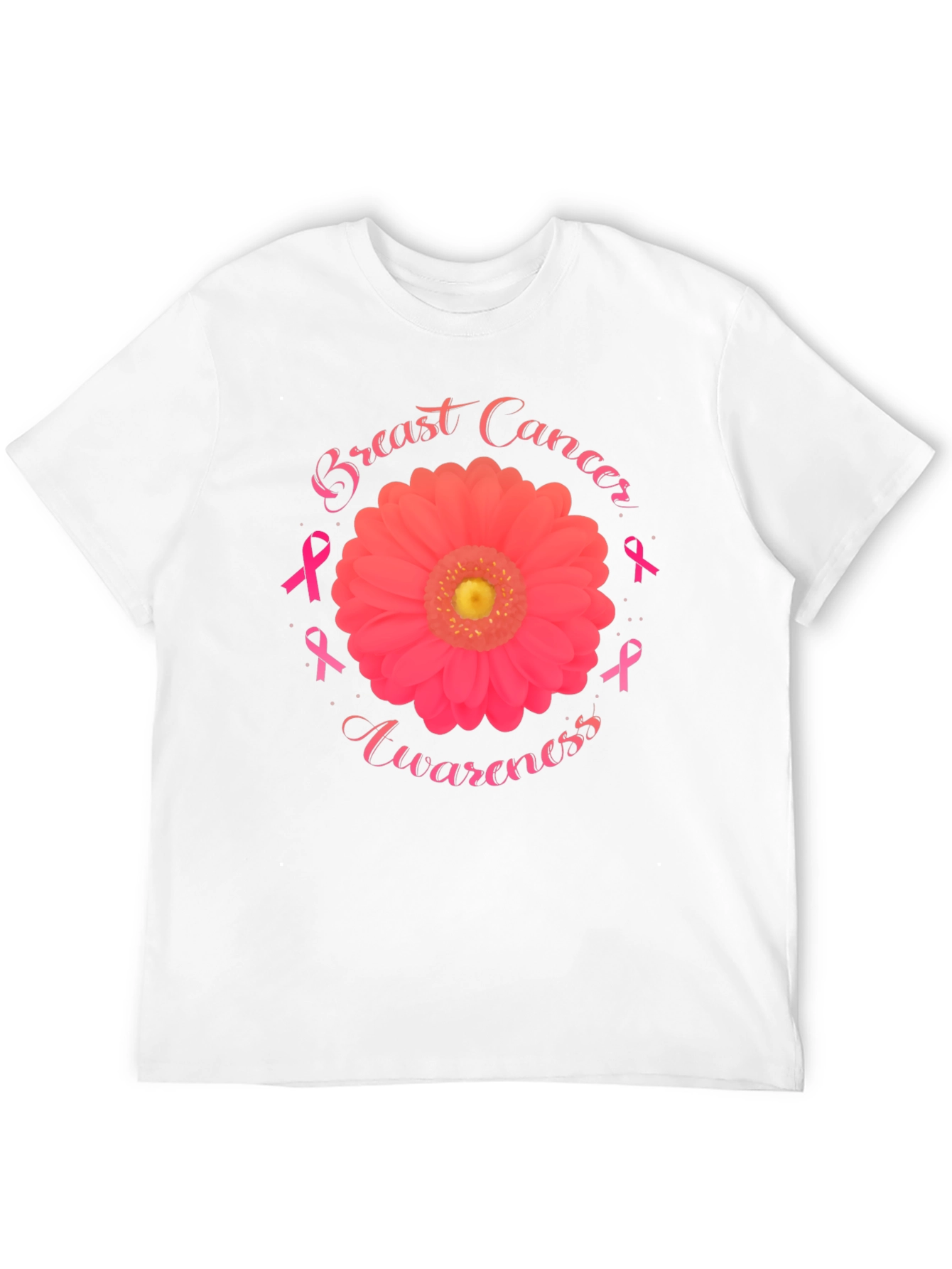 Breast Cancer Awareness T-Shirt Flower Ribbon