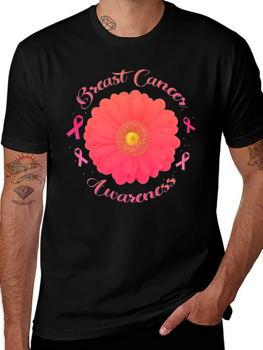 Breast Cancer Awareness T-Shirt Flower Ribbon