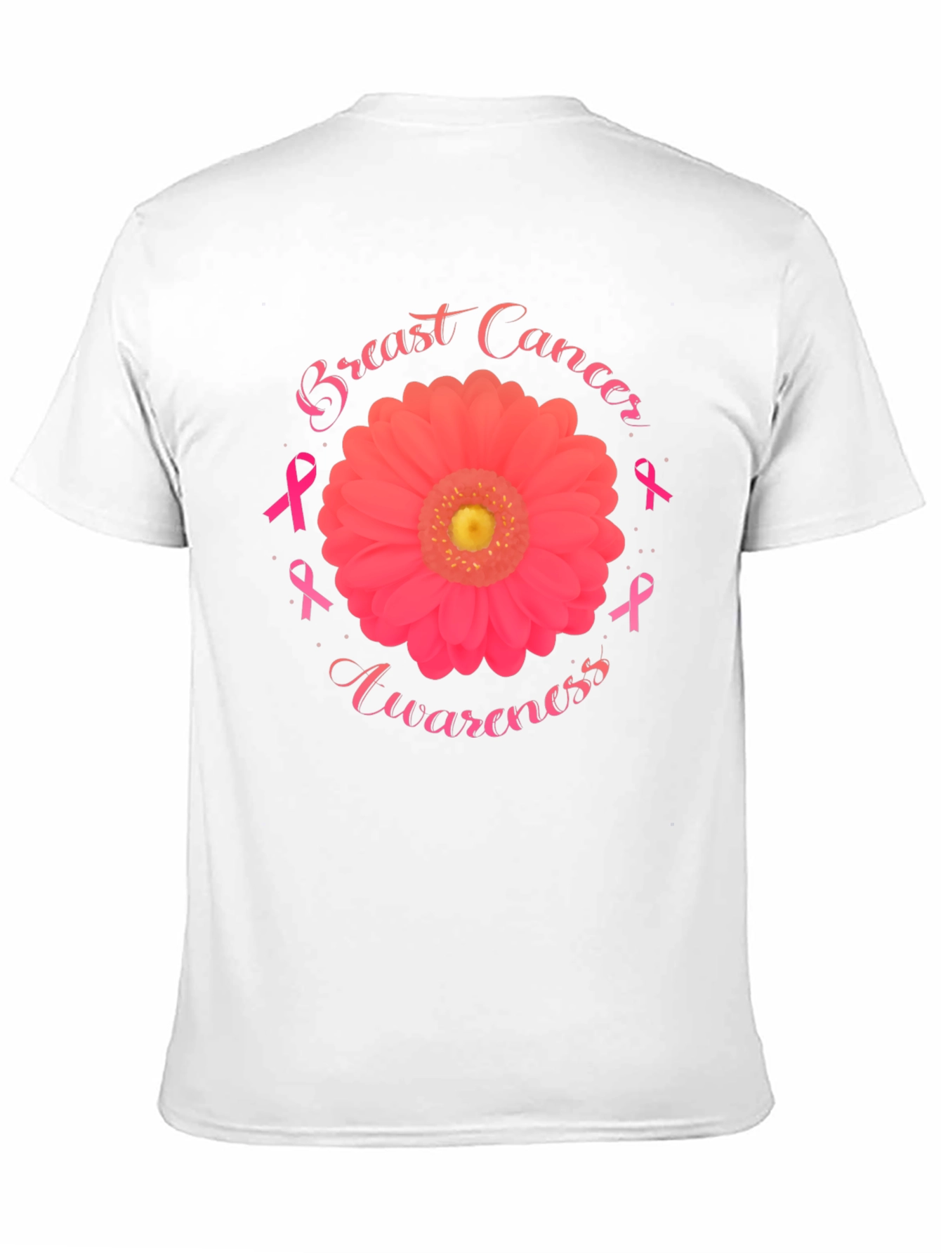 Breast Cancer Awareness T-Shirt Flower Ribbon