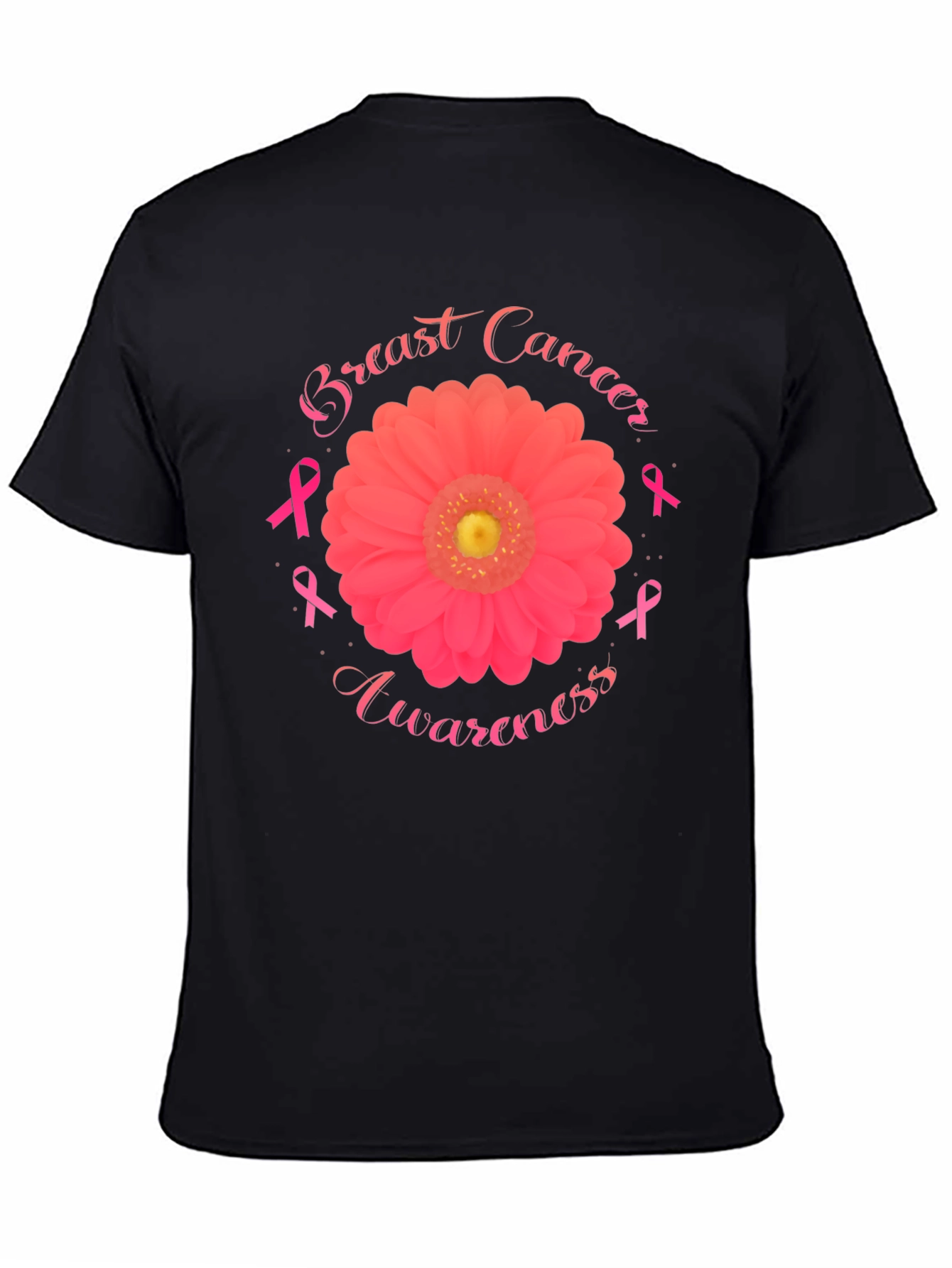 Breast Cancer Awareness T-Shirt Flower Ribbon