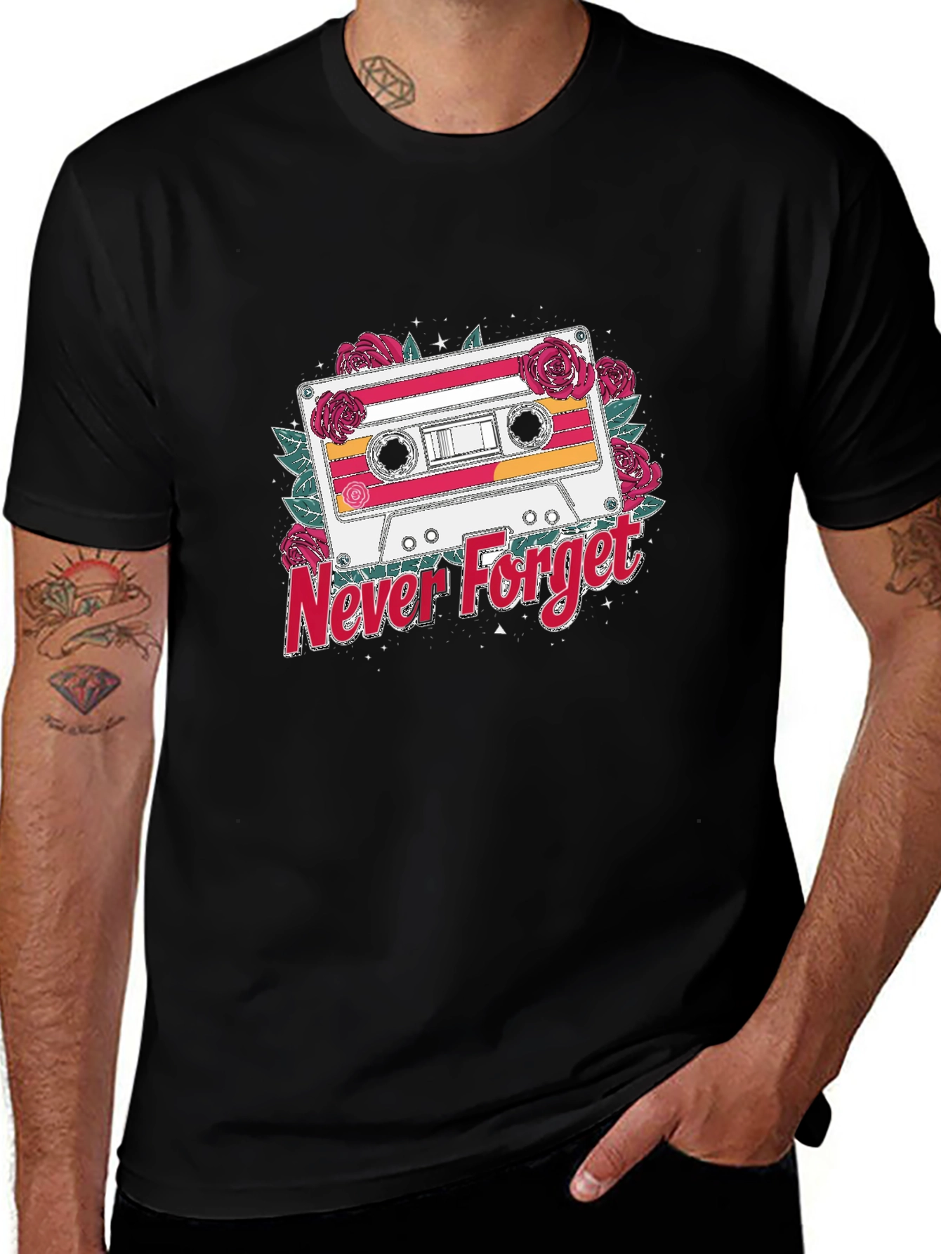 Retro Cassette Tape Never Forget Graphic T-Shirt