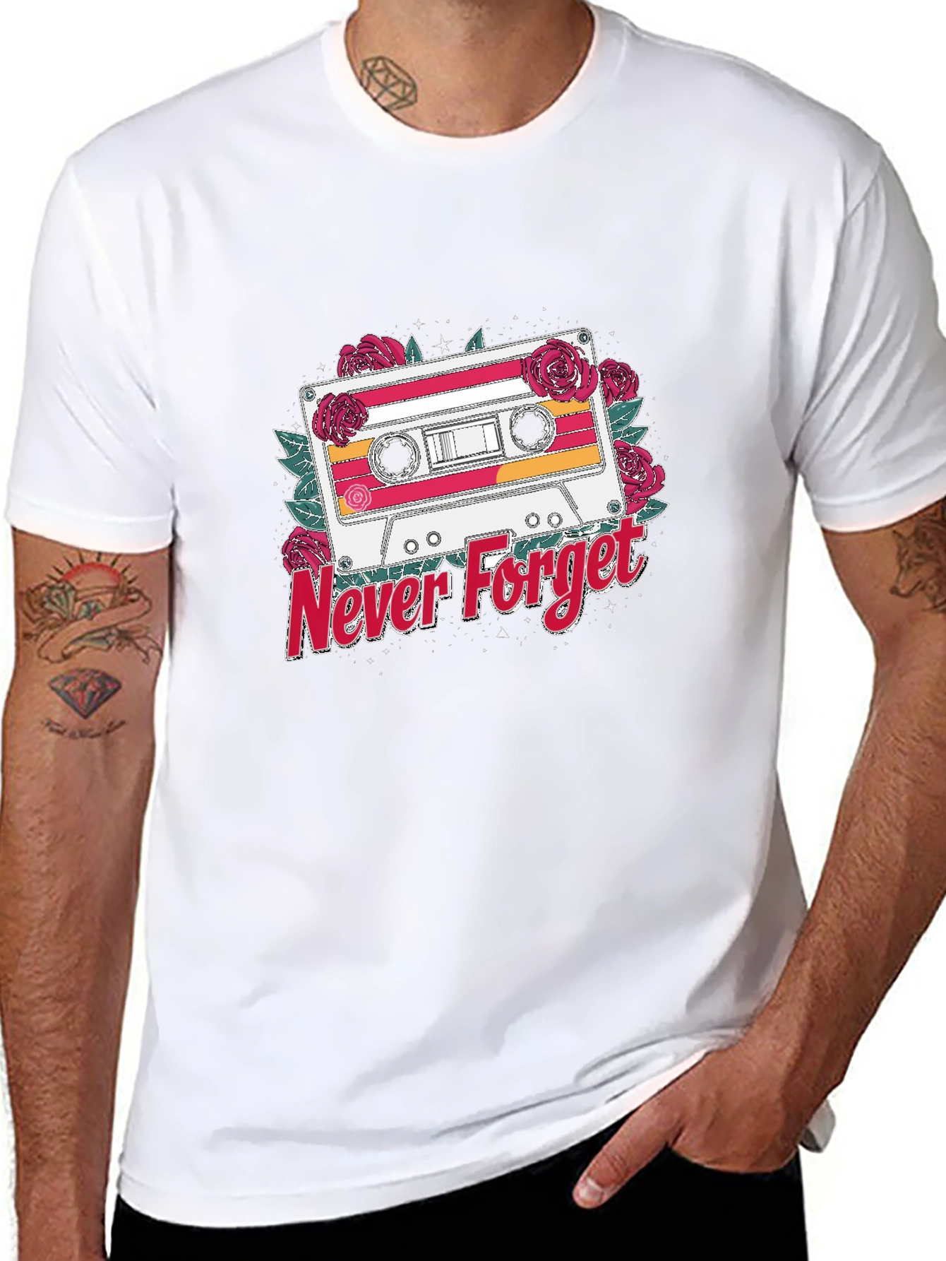 Retro Cassette Tape Never Forget Graphic T-Shirt