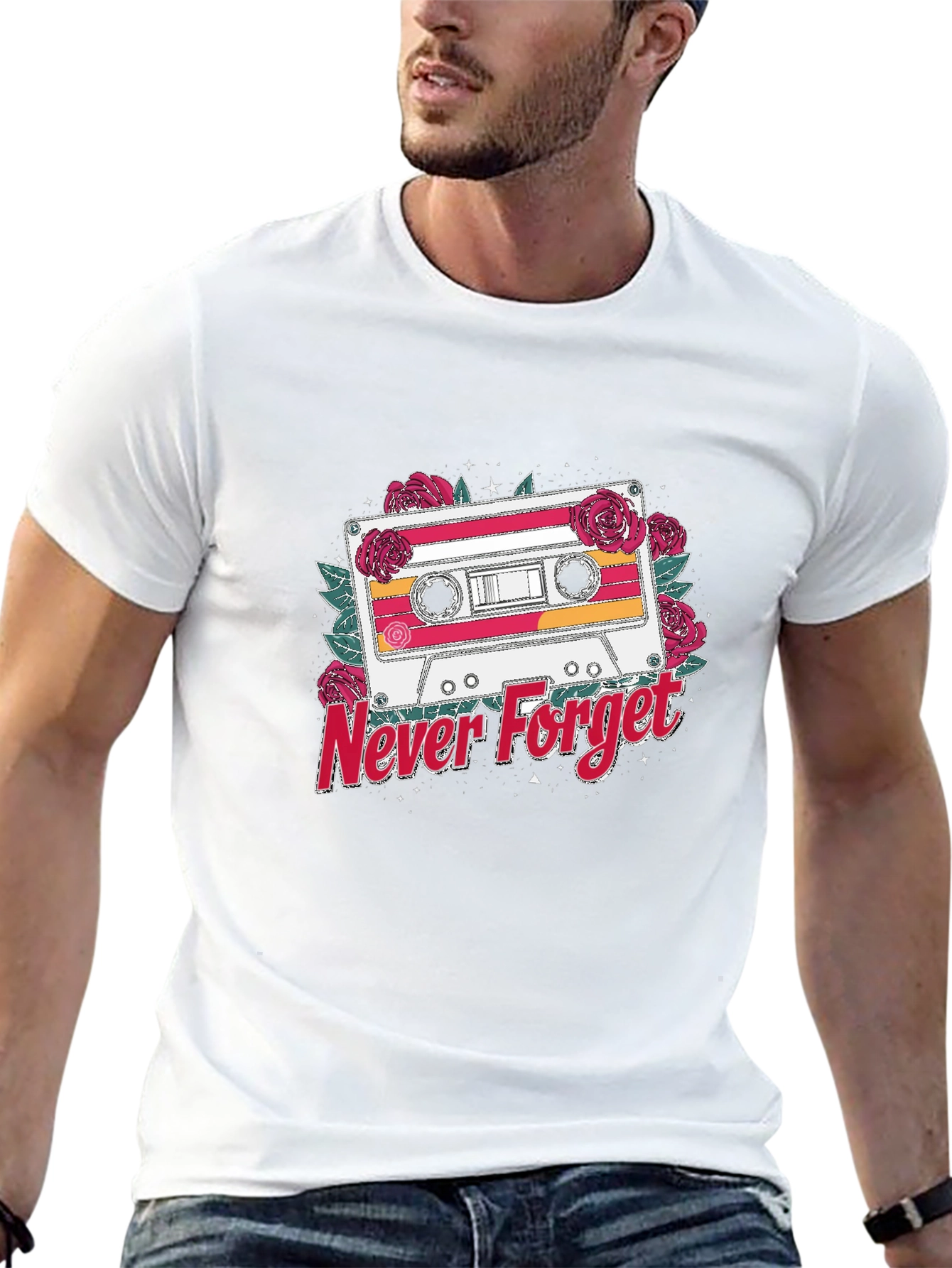 Retro Cassette Tape Never Forget Graphic T-Shirt