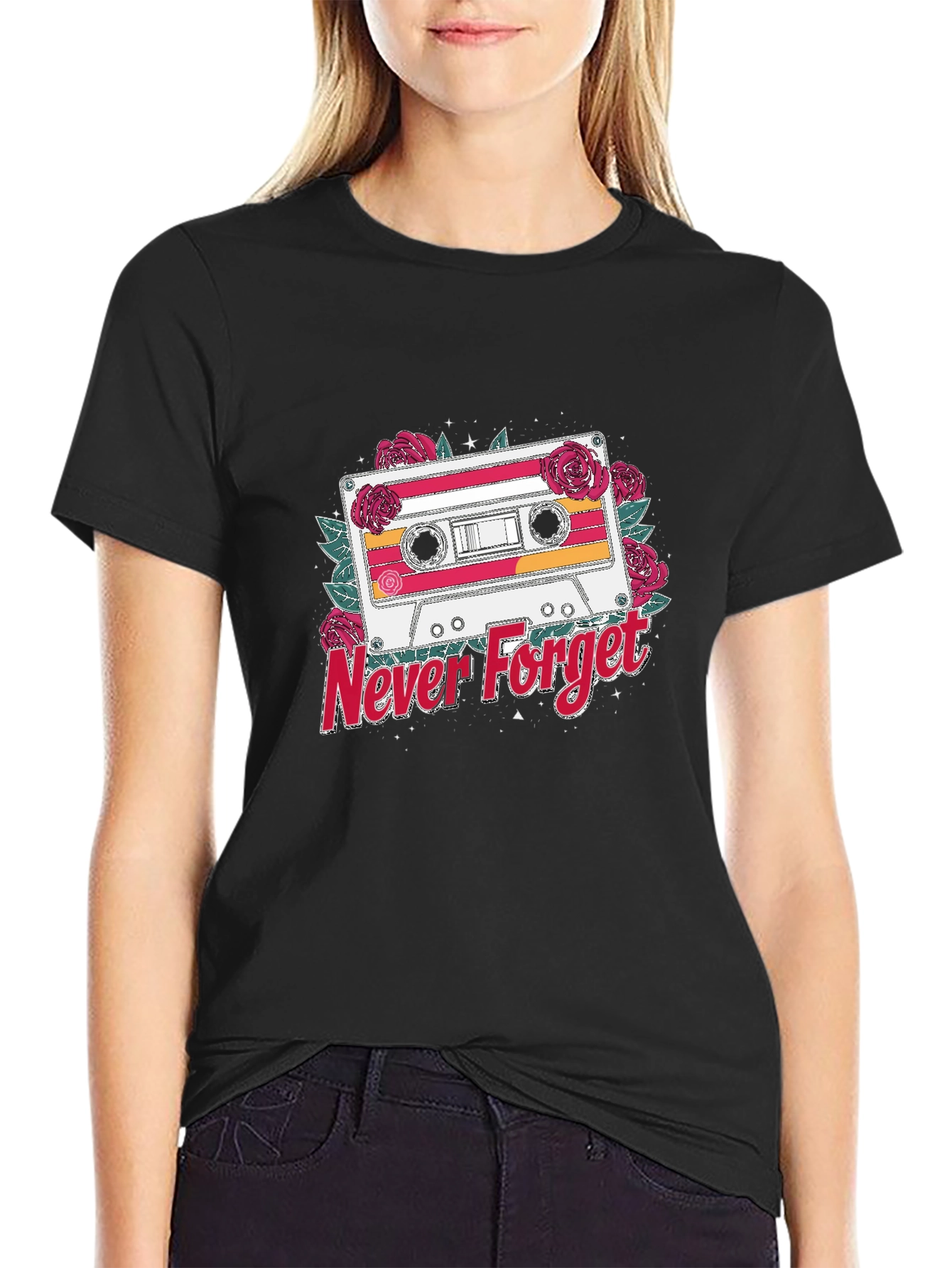Retro Cassette Tape Never Forget Graphic T-Shirt