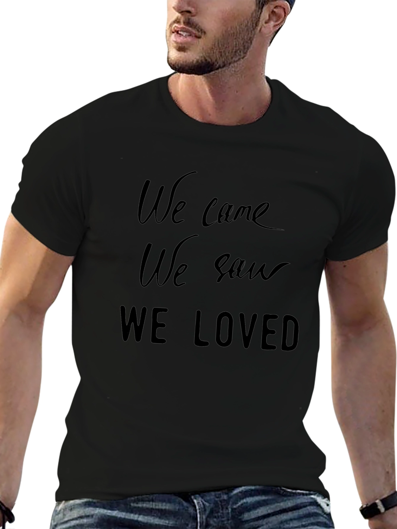 We Came We Saw We Loved Black Graphic Tee